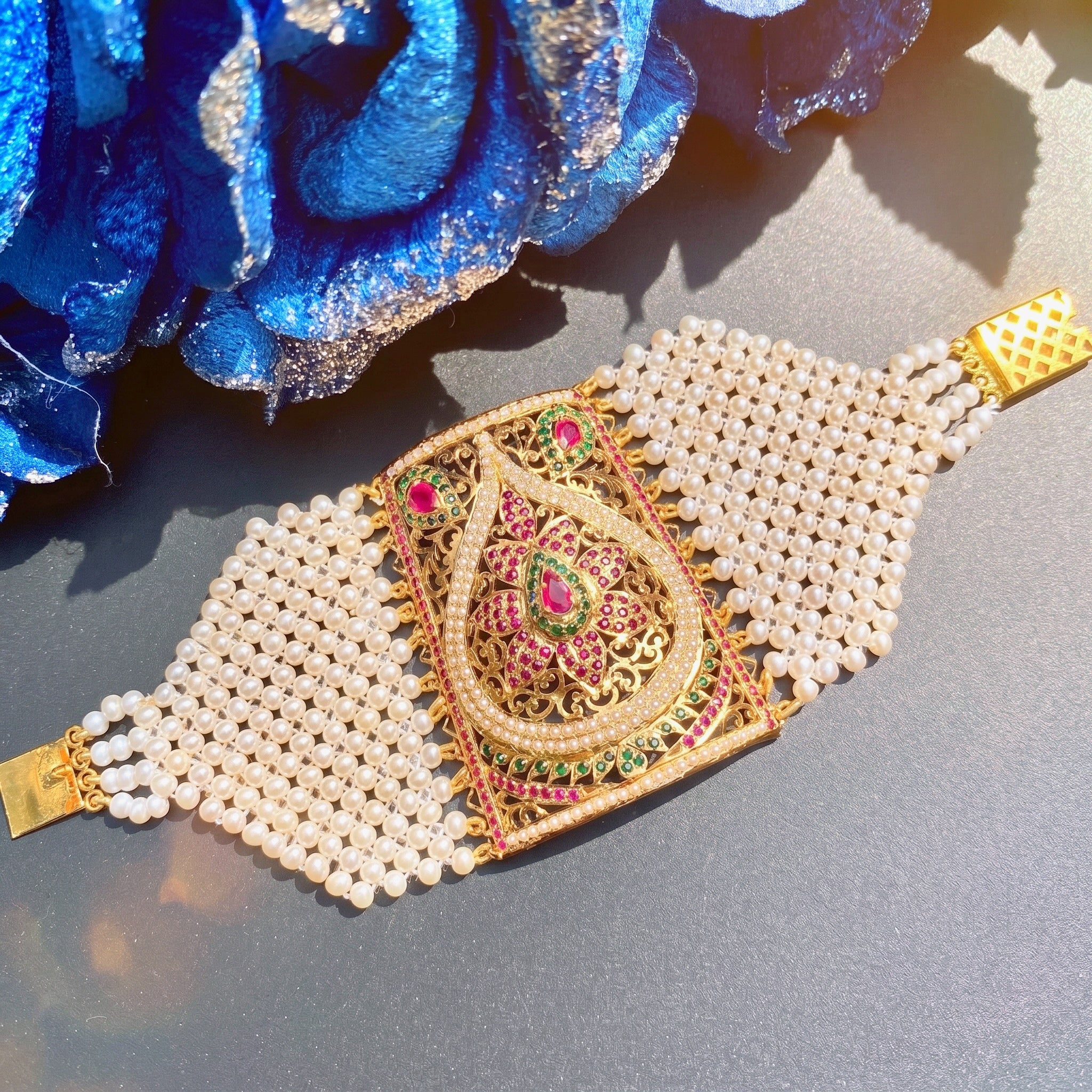 gold plated jadau bahi for women