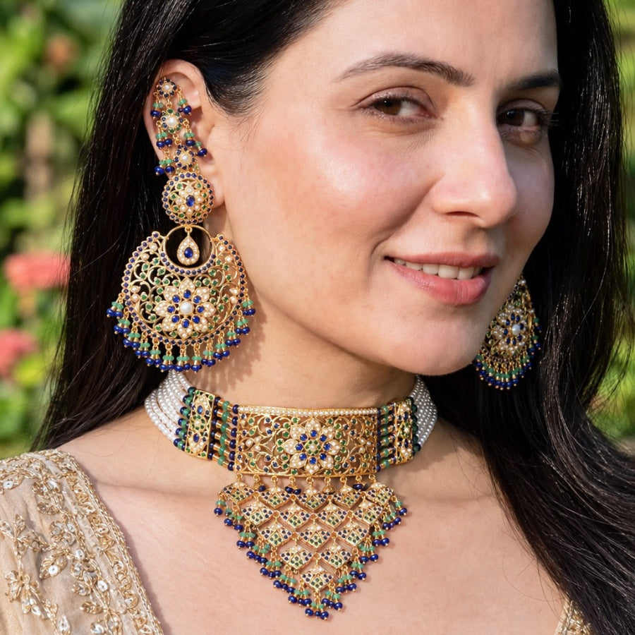 Exquisite Choker Set for Brides | Unique Royal Color Combination | NS 483