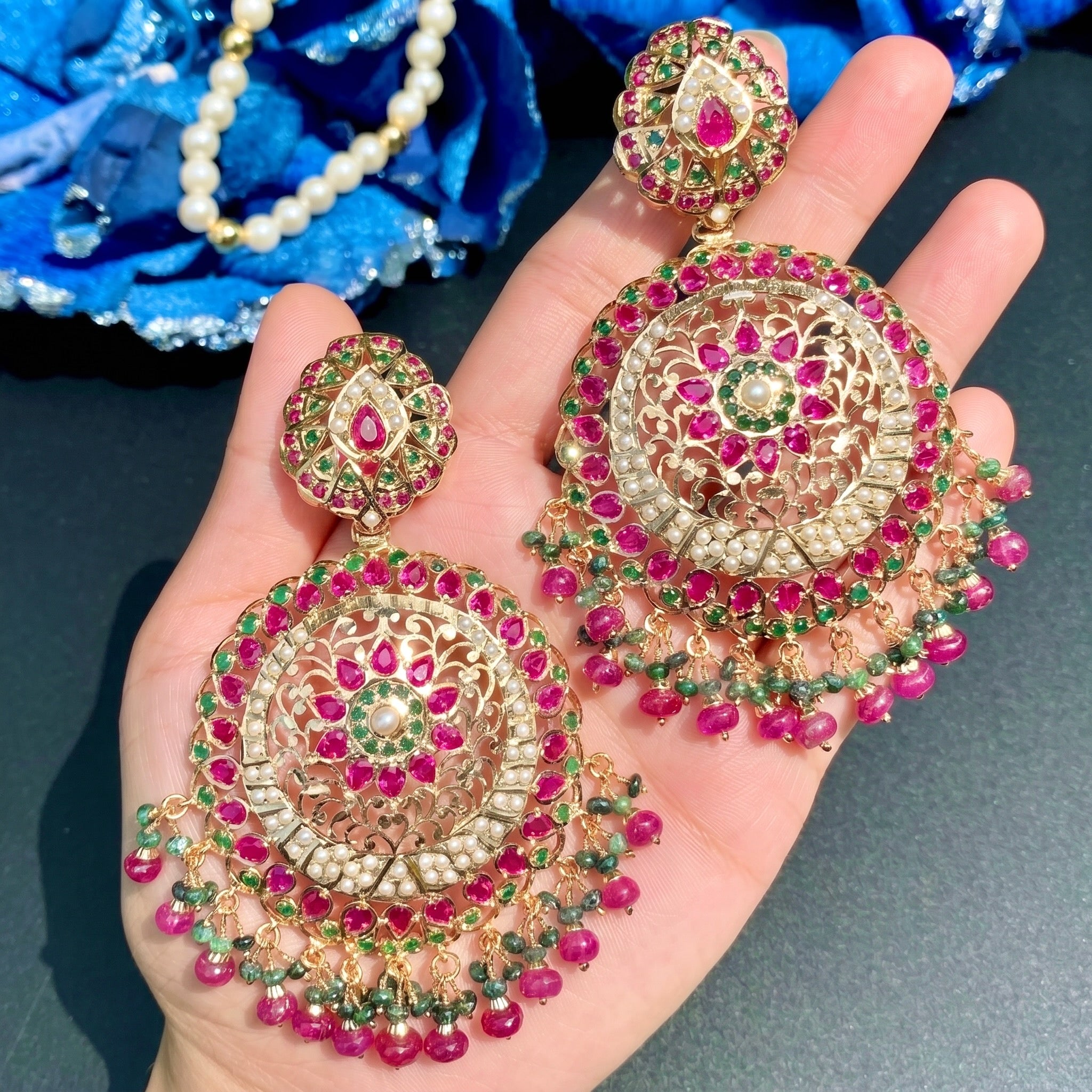 Statement Jadau Jhala Earrings | For Women | Gold Plated Silver ER 006