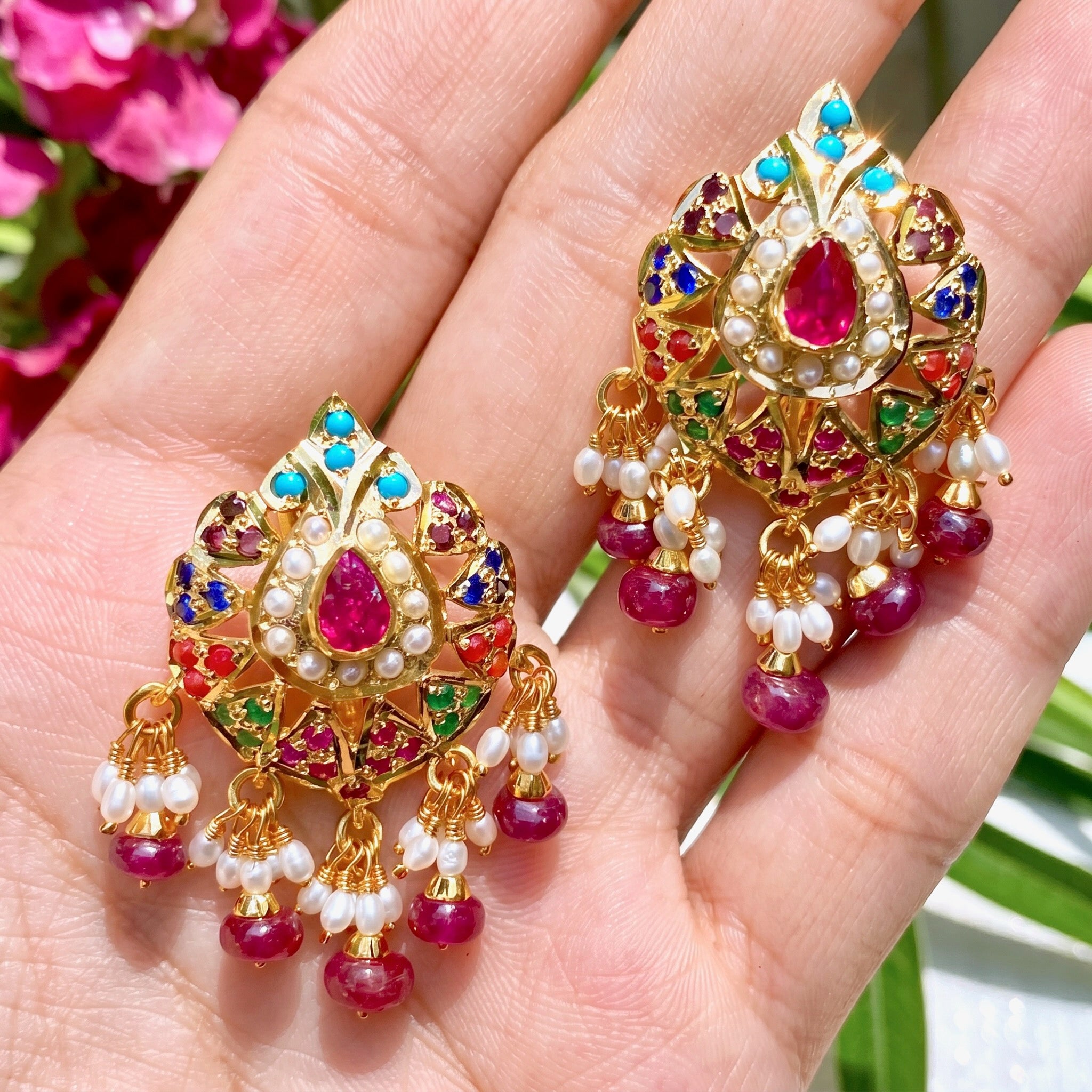22k gold plated navratna tops