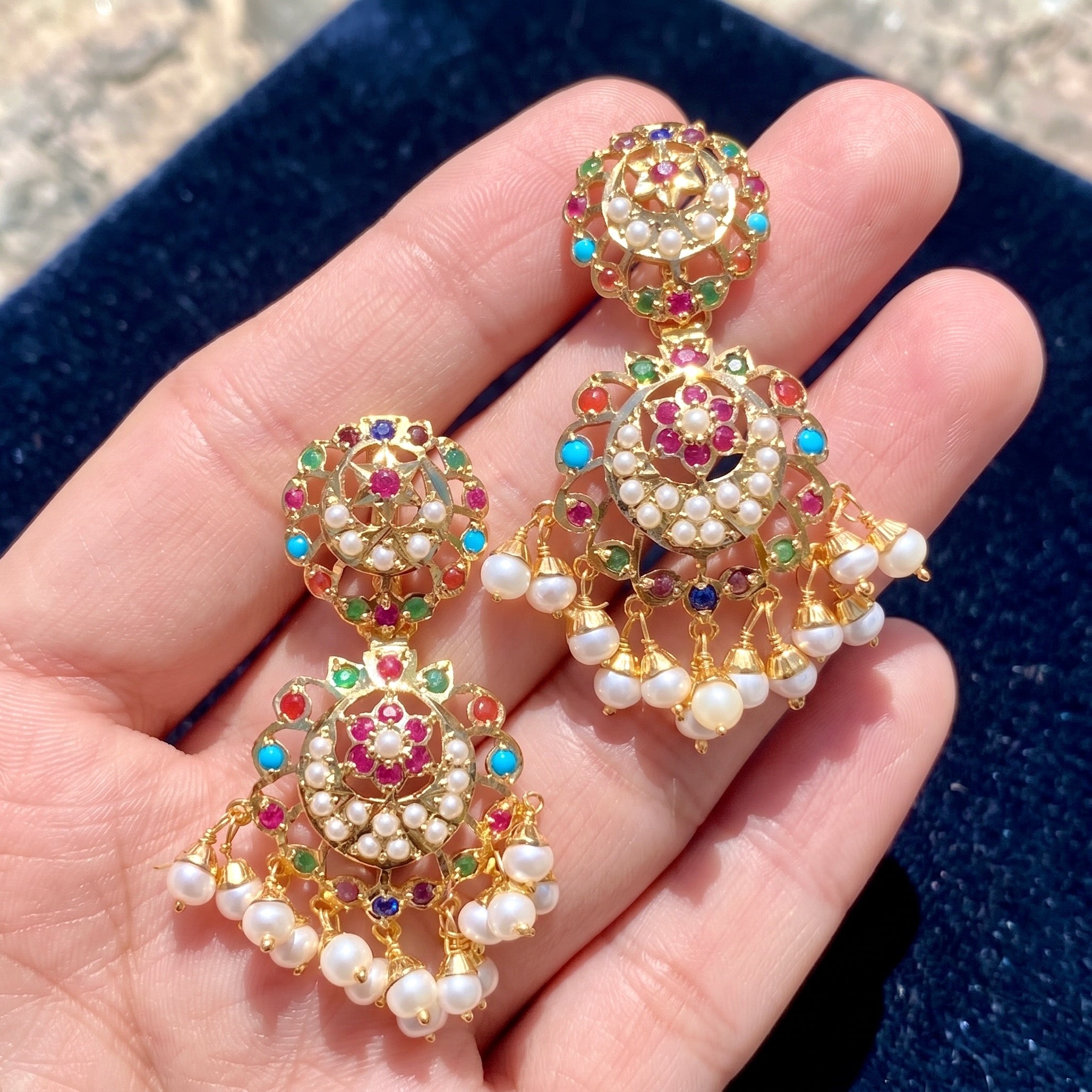 simple navratna earrings