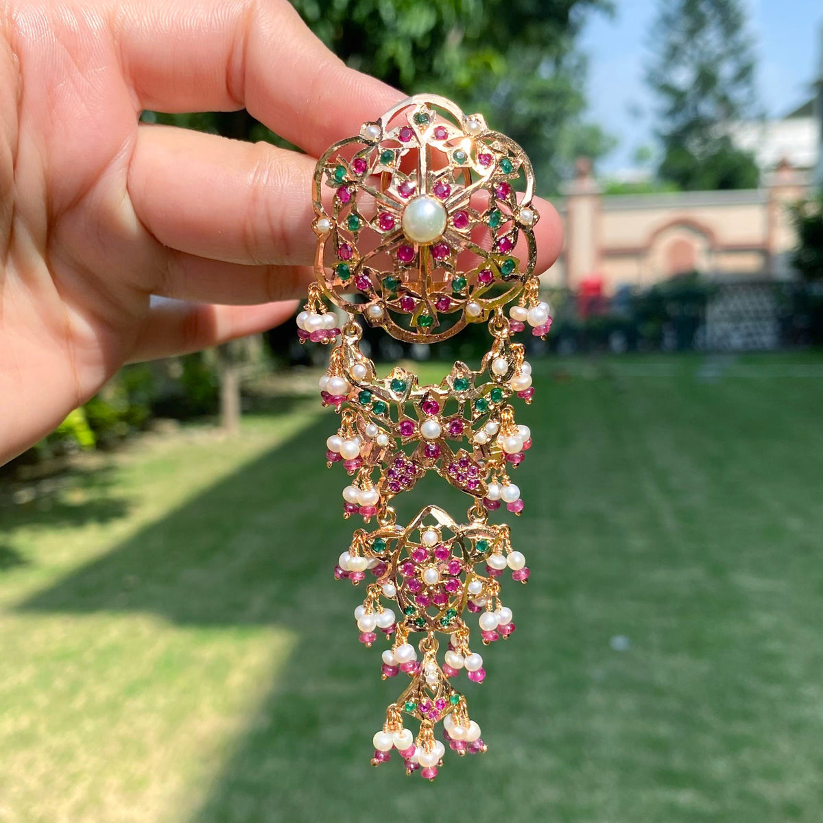 Statement Jadau Danglers | Gold Plated on 925 Silver ER 739