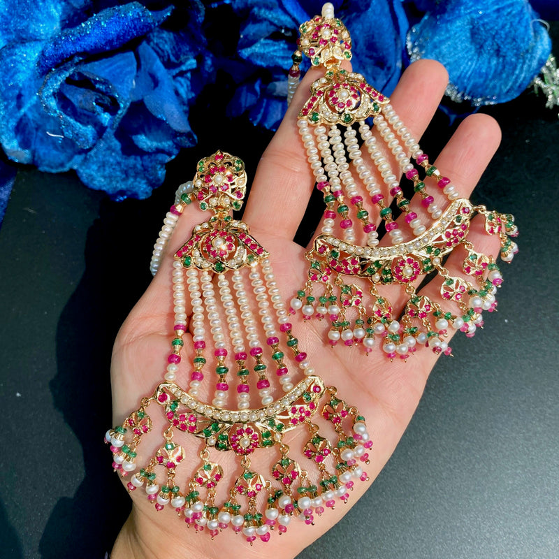 Statement Jadau Jhoomer Earrings | Gold Plated on Silver ER 819