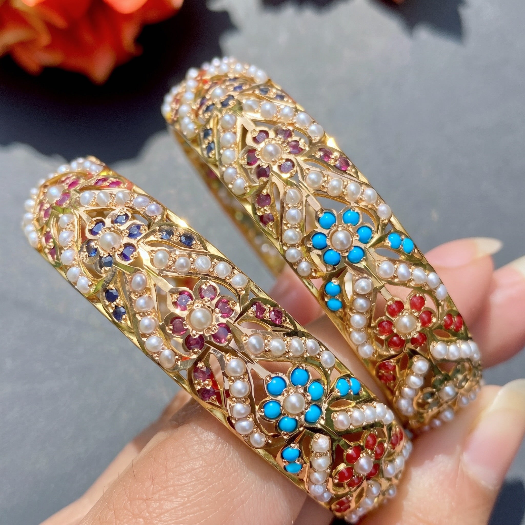 bengali joroa navratna gold bangles design