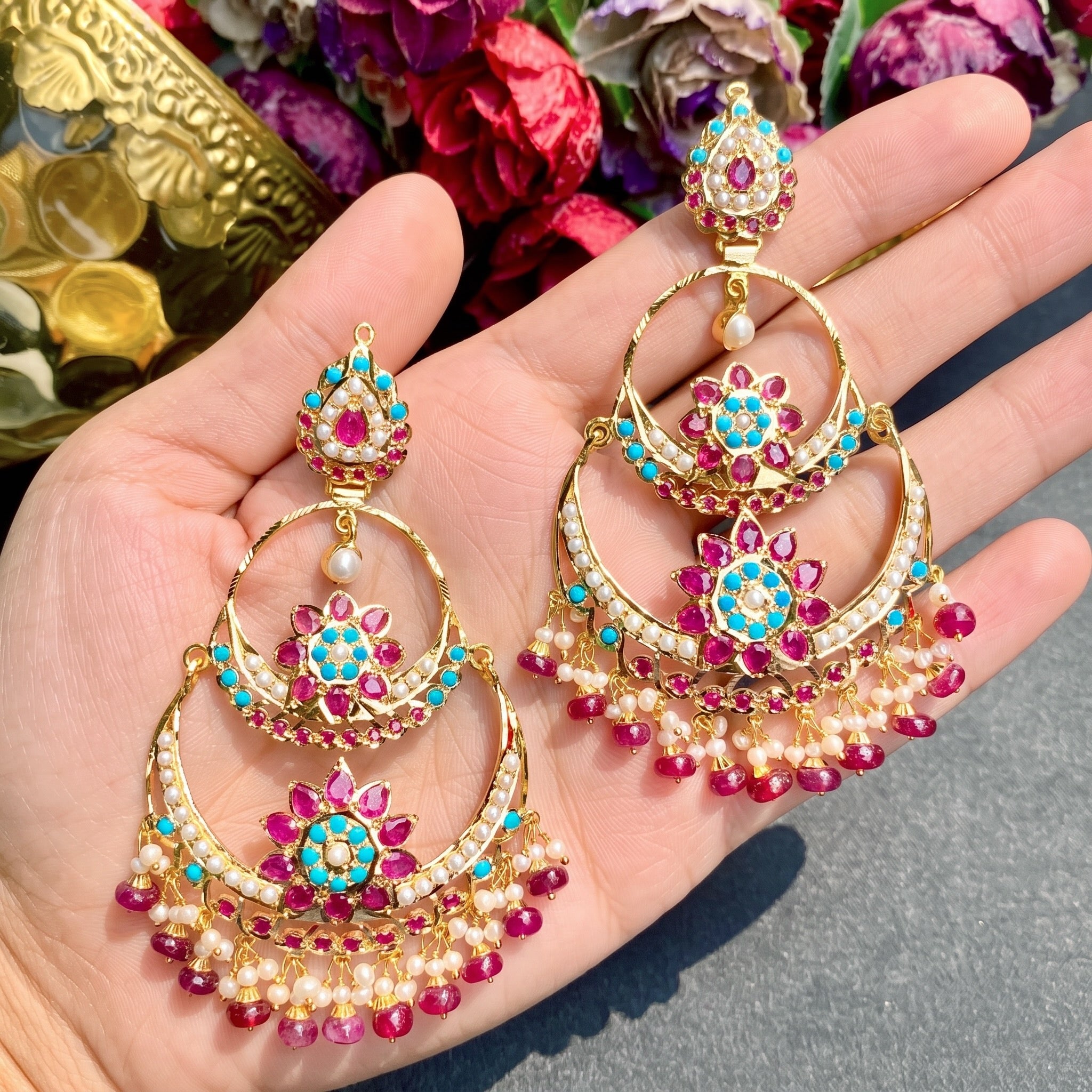 gold brijbala earrings for women