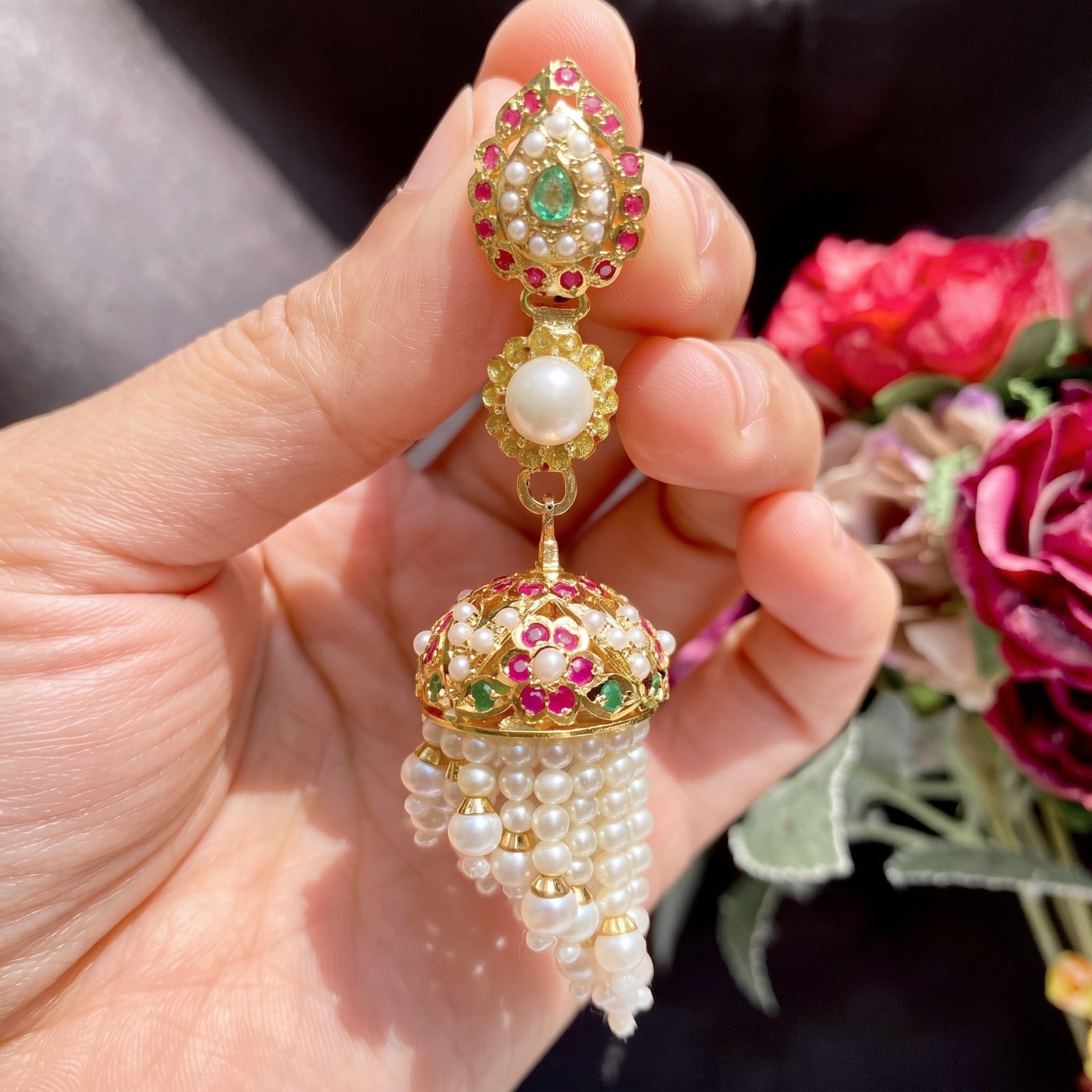 jadau jhumka 22k gold