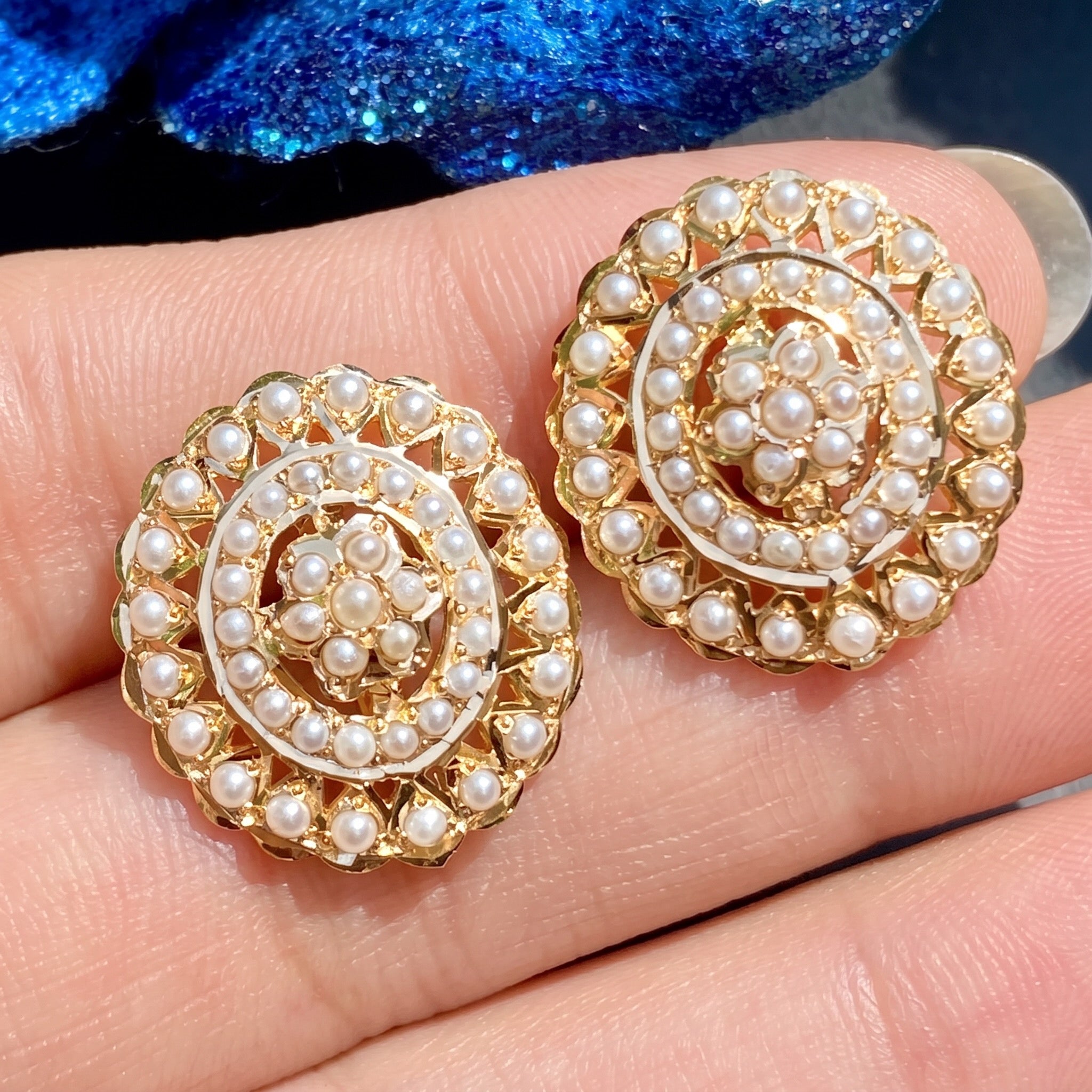 oval pearl tops in 22k gold
