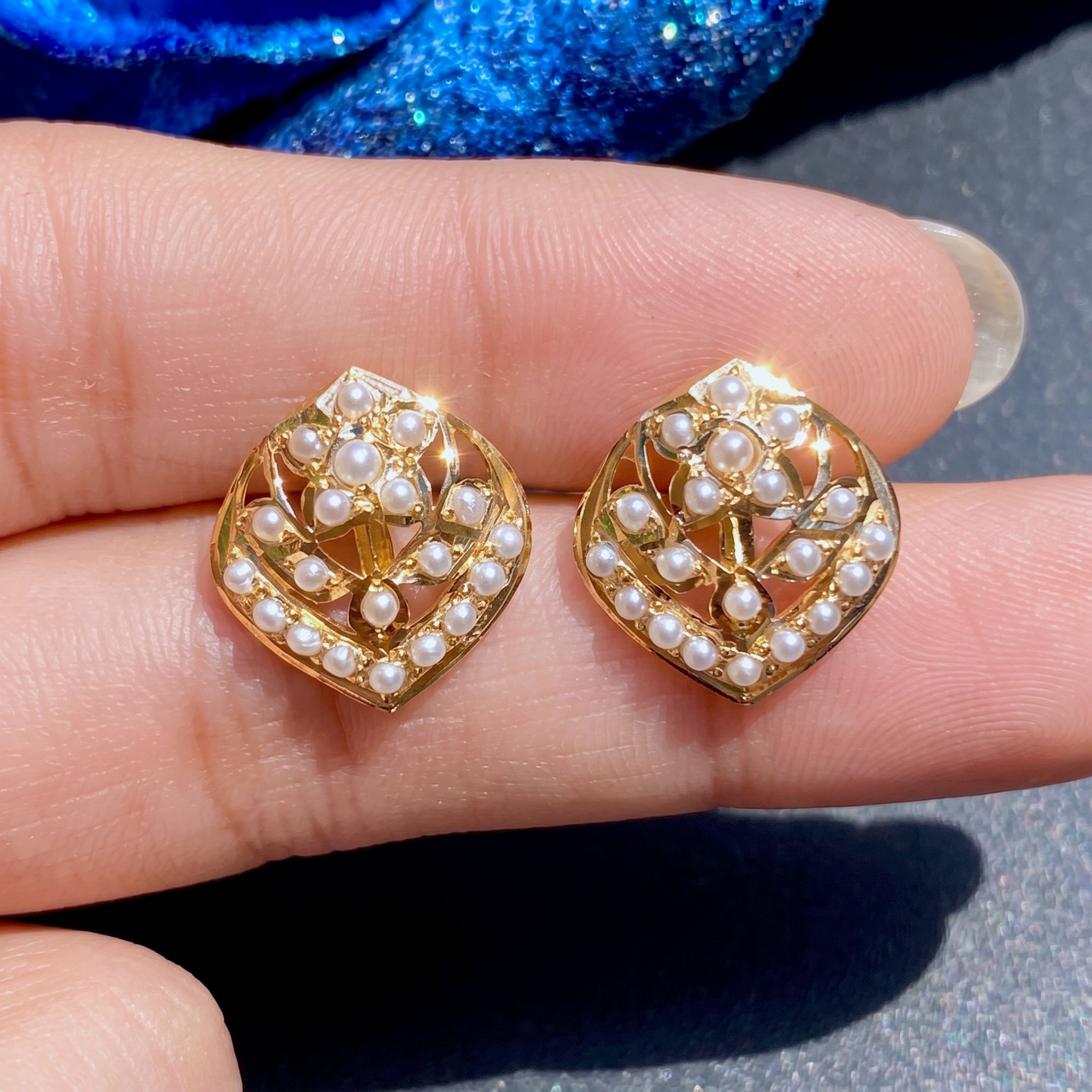 dainty gold tops with pearls