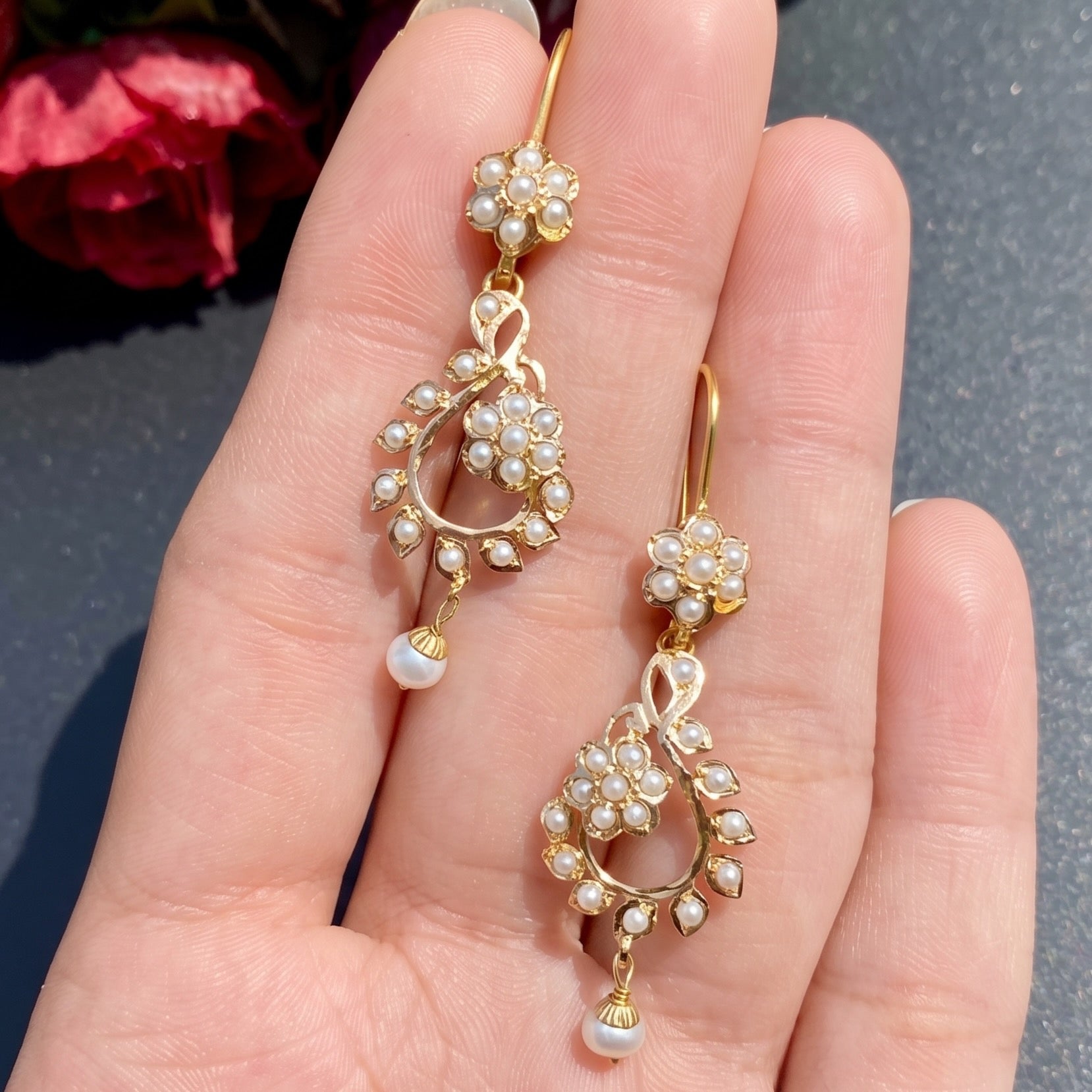 22 karat gold joroa pearl earrings for women under 25000