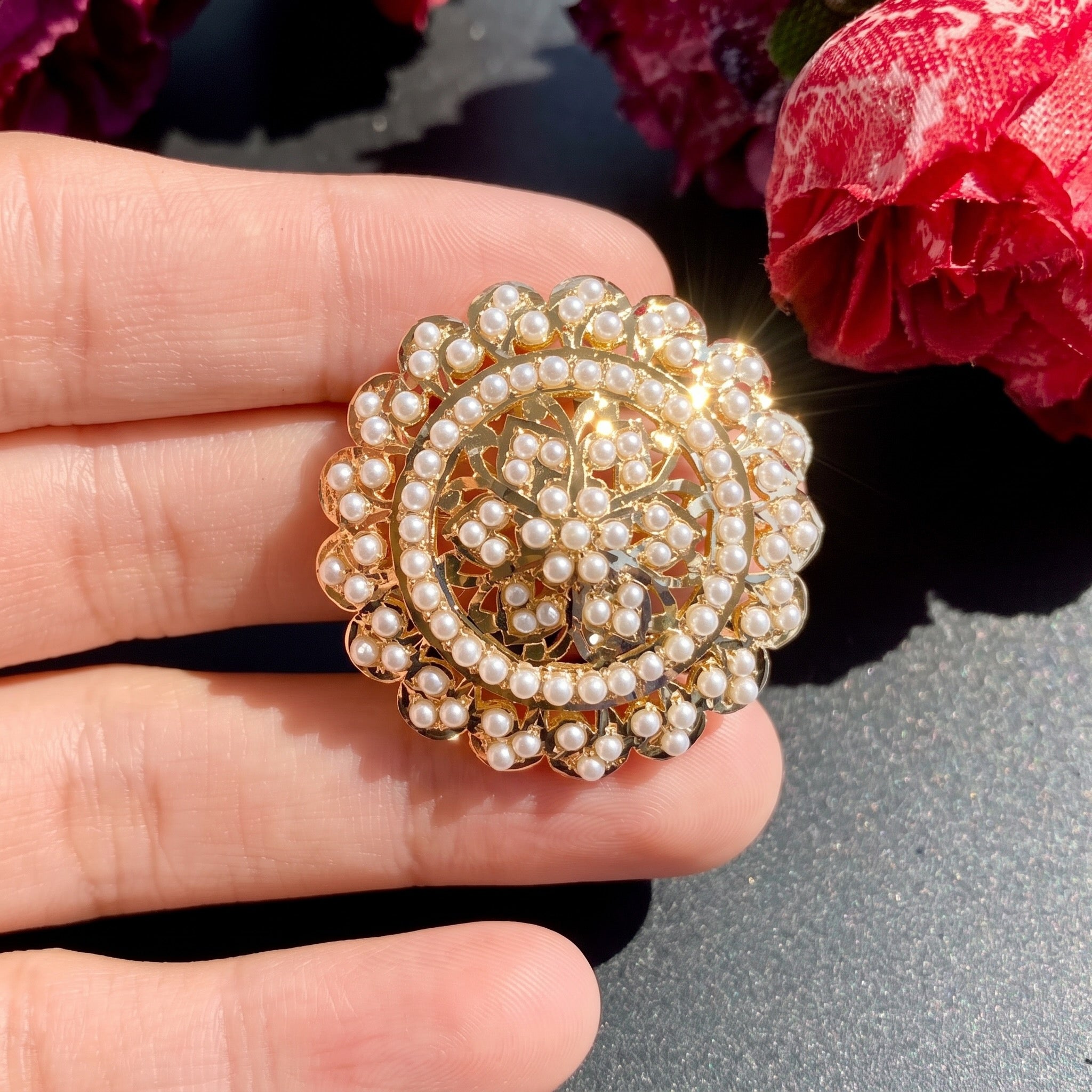 pearl ring in real 22k gold