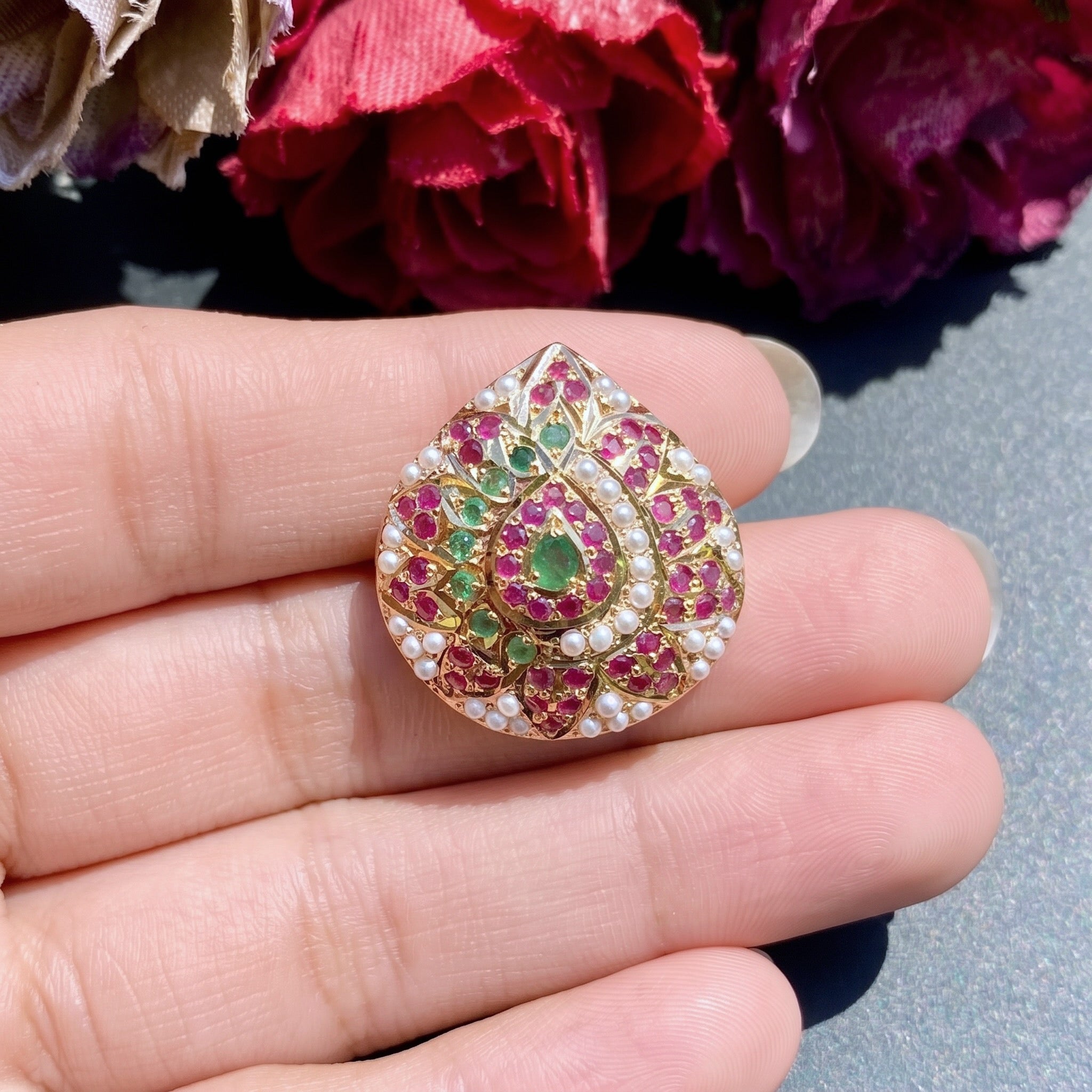 multicolored jadau ring gold
