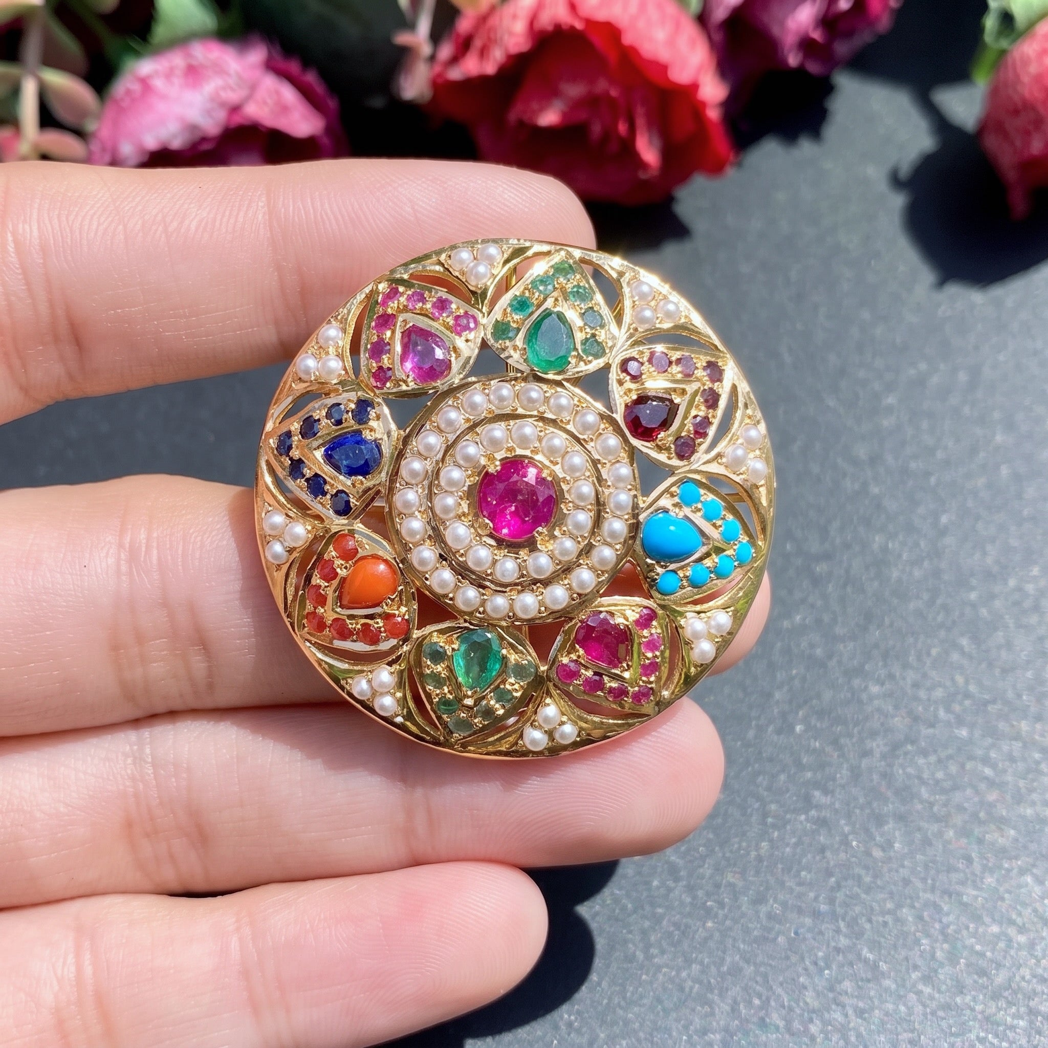 navratna cocktail ring in gold mumbai