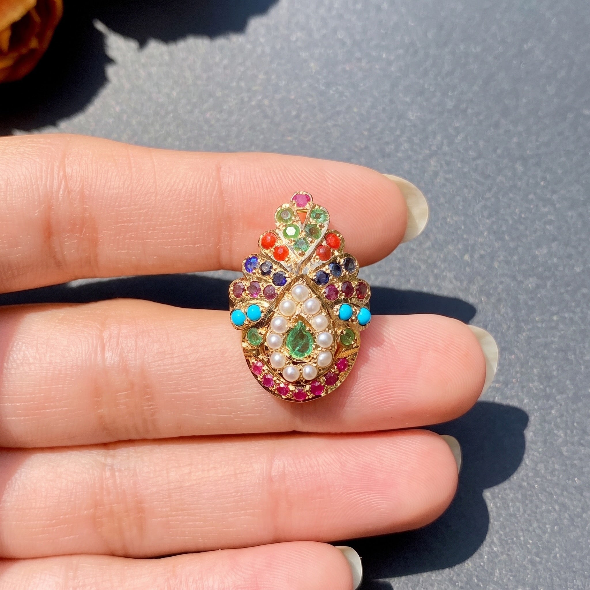 small light weight navratna gold ring