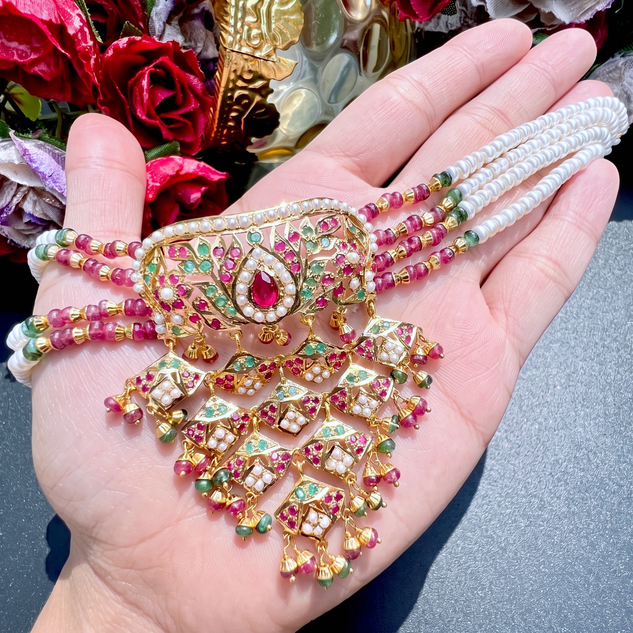 gold choker set malabar