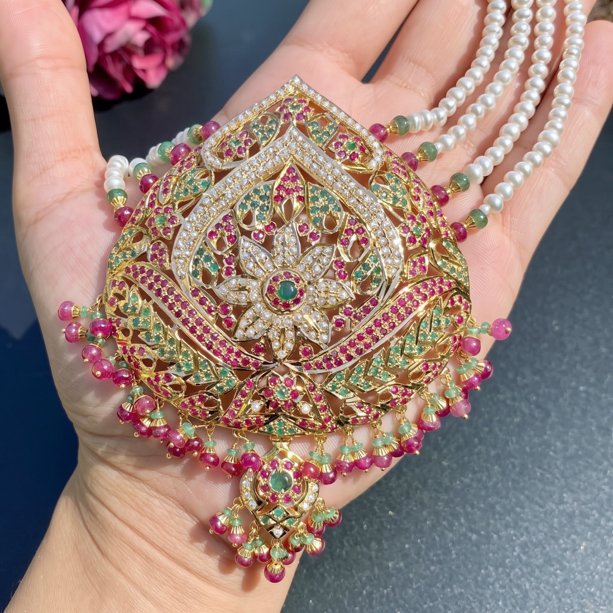 rani haar necklace set on real gold