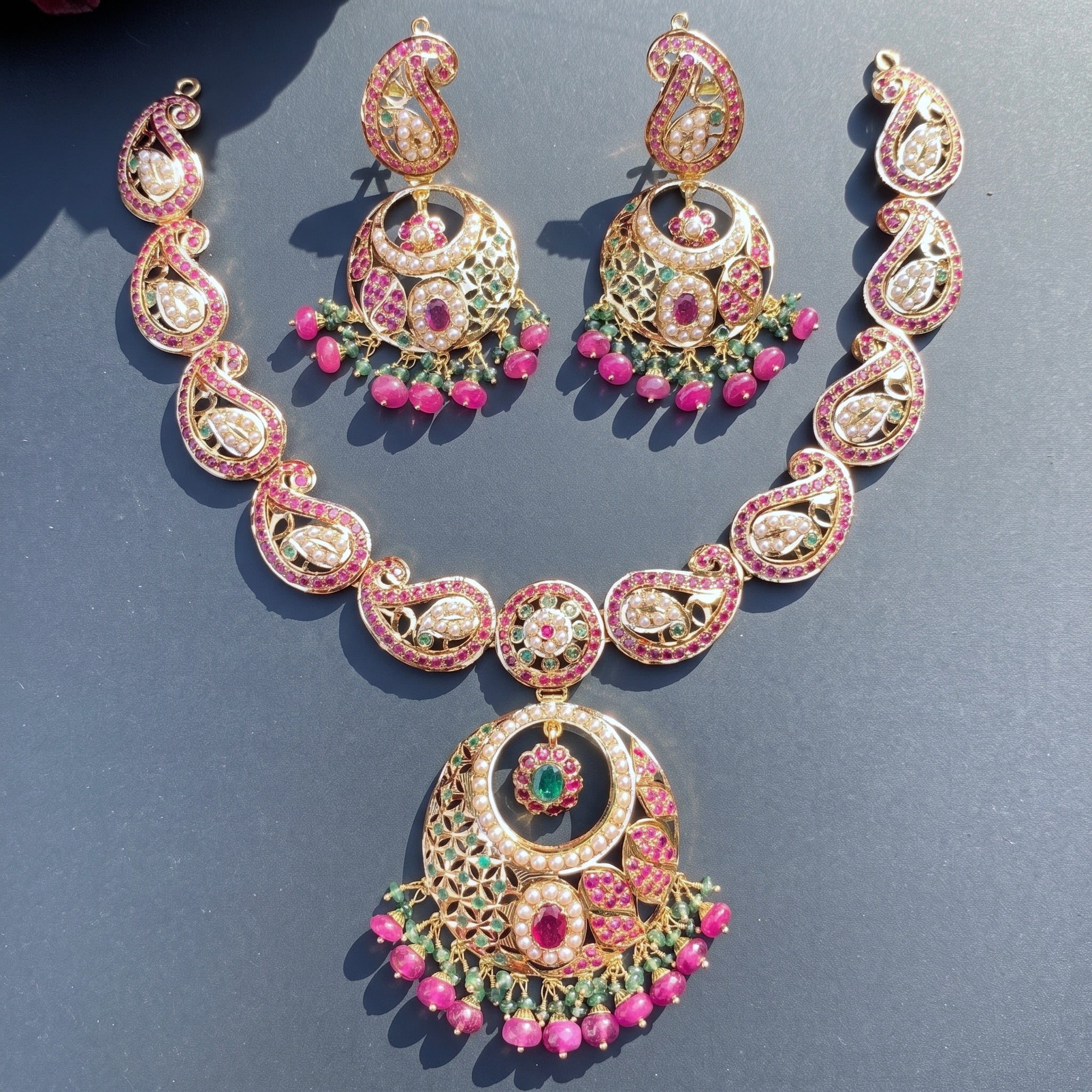 22k gold necklace set jadau