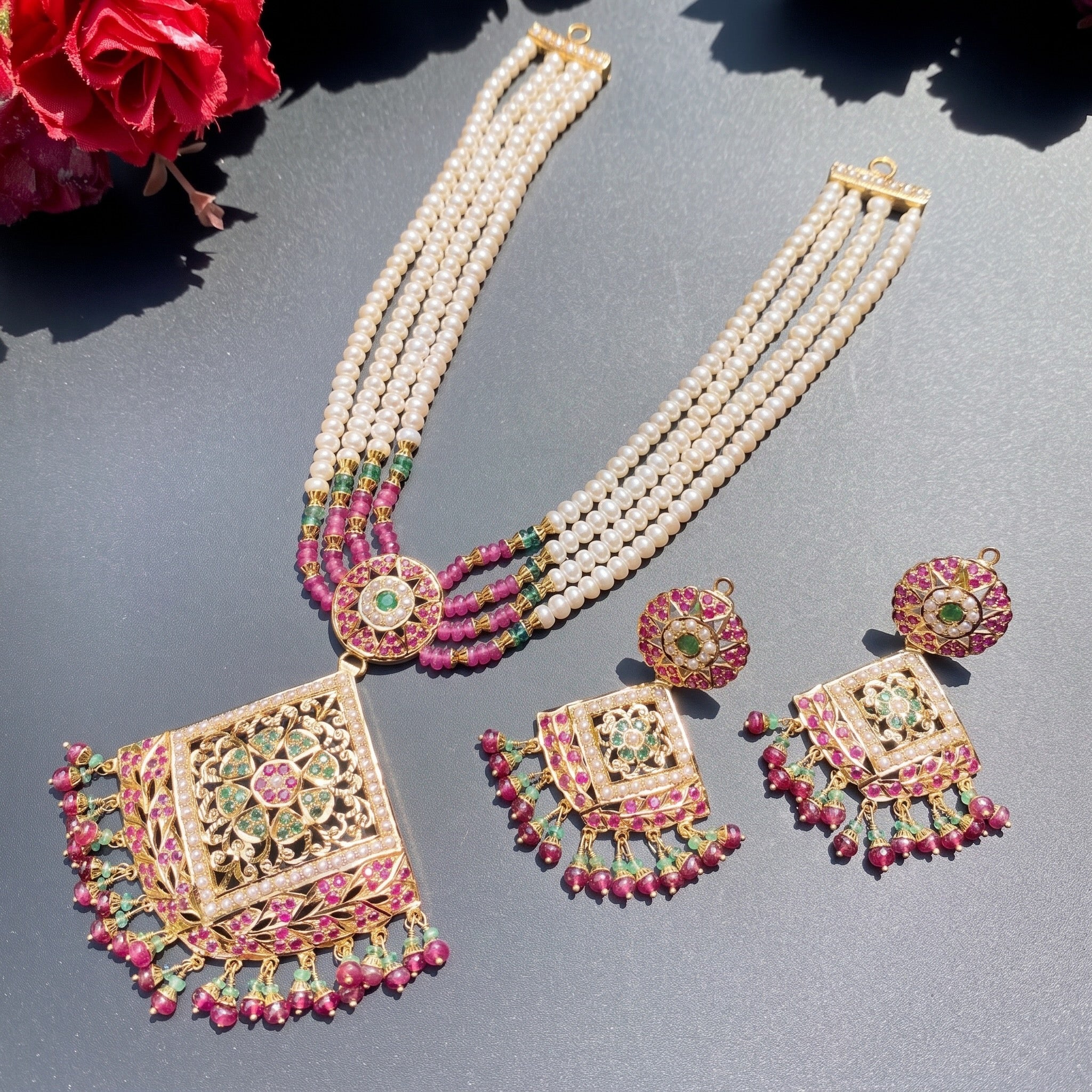 traditional jadau choker gold