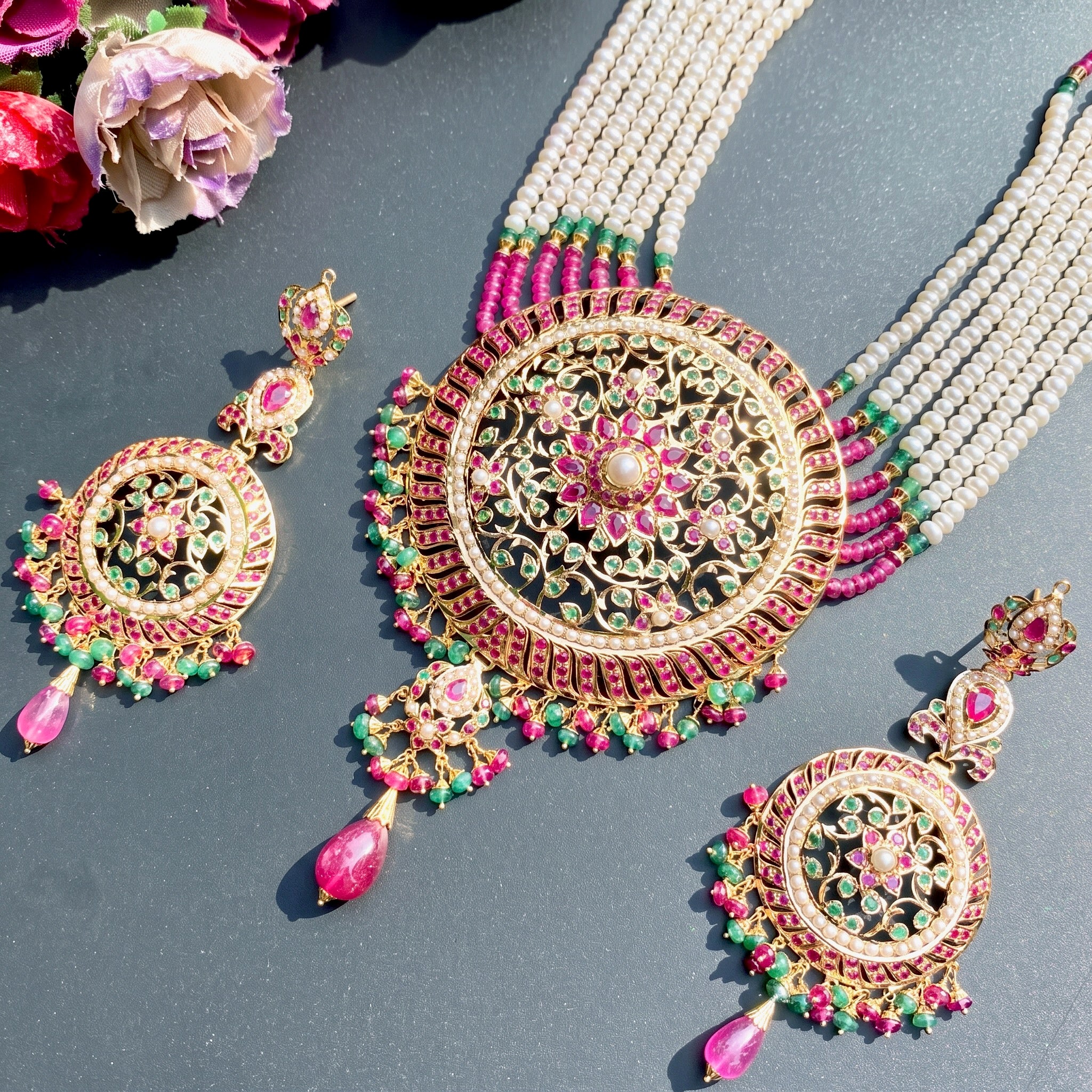 rajasthani necklace set in gold