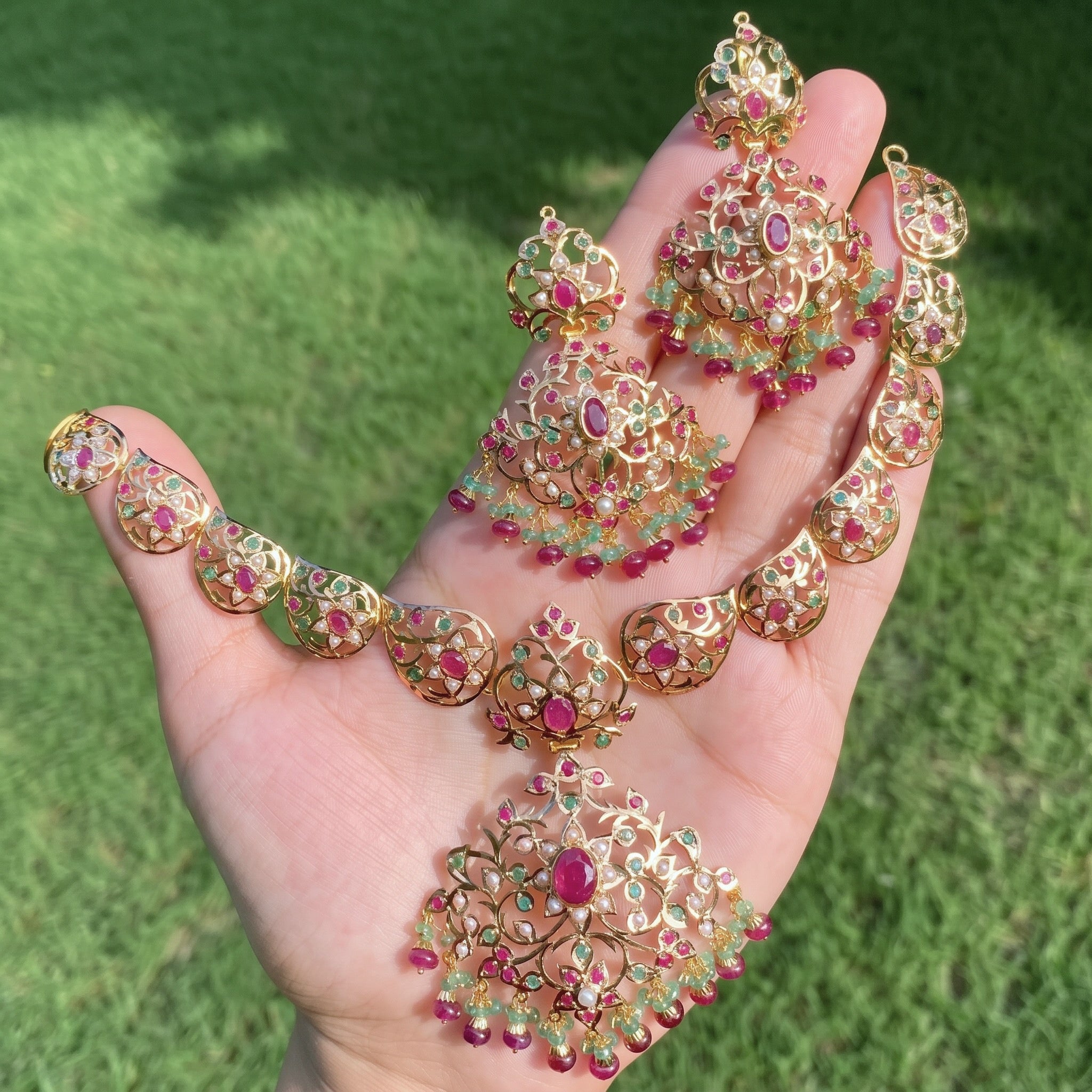 Lightweight Gold Jewelry | Edwardian Styled Indian Jewelry Online GNS 219