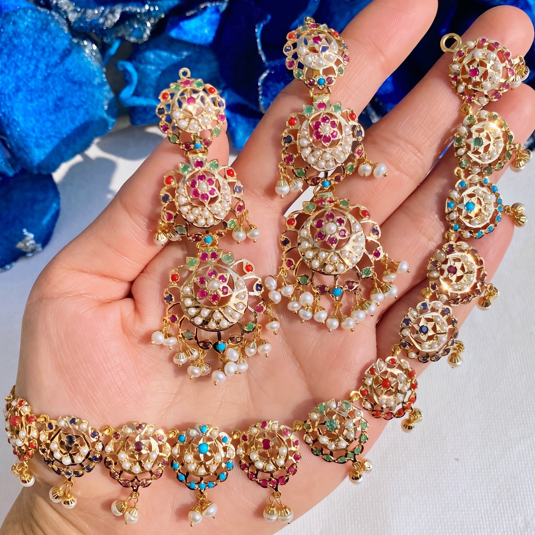 navratna necklace earrings set