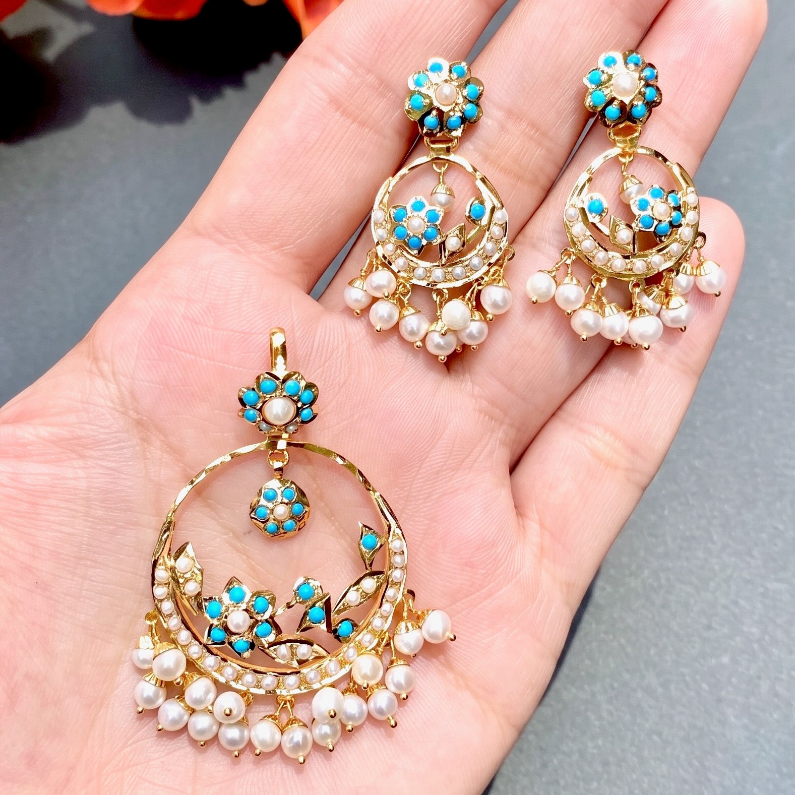 bengali 22k gold pendant set