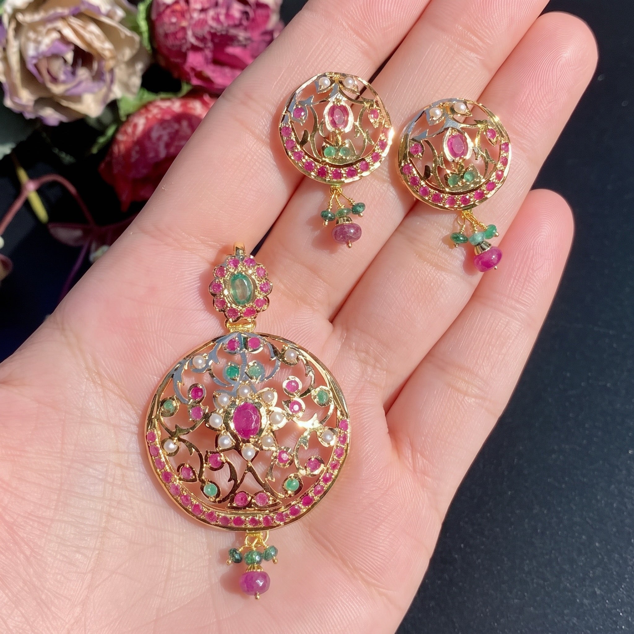 Shop Gold Pendant and Earring Sets