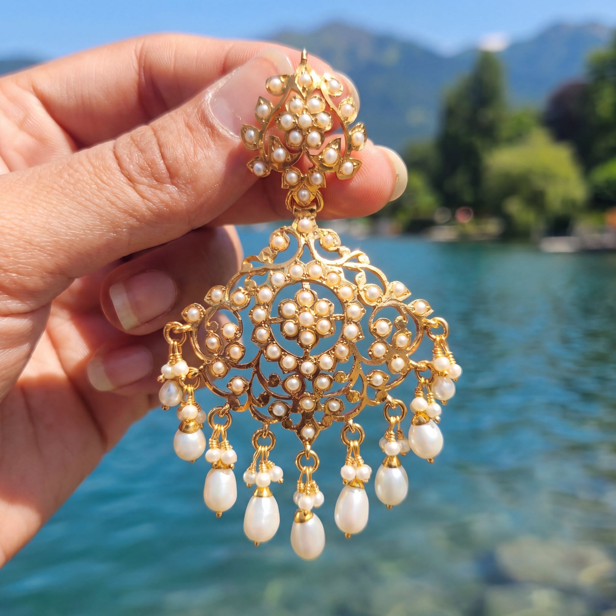 Elegant Pearl Danglers for Women | Gold Plated on Sterling Silver ER 680