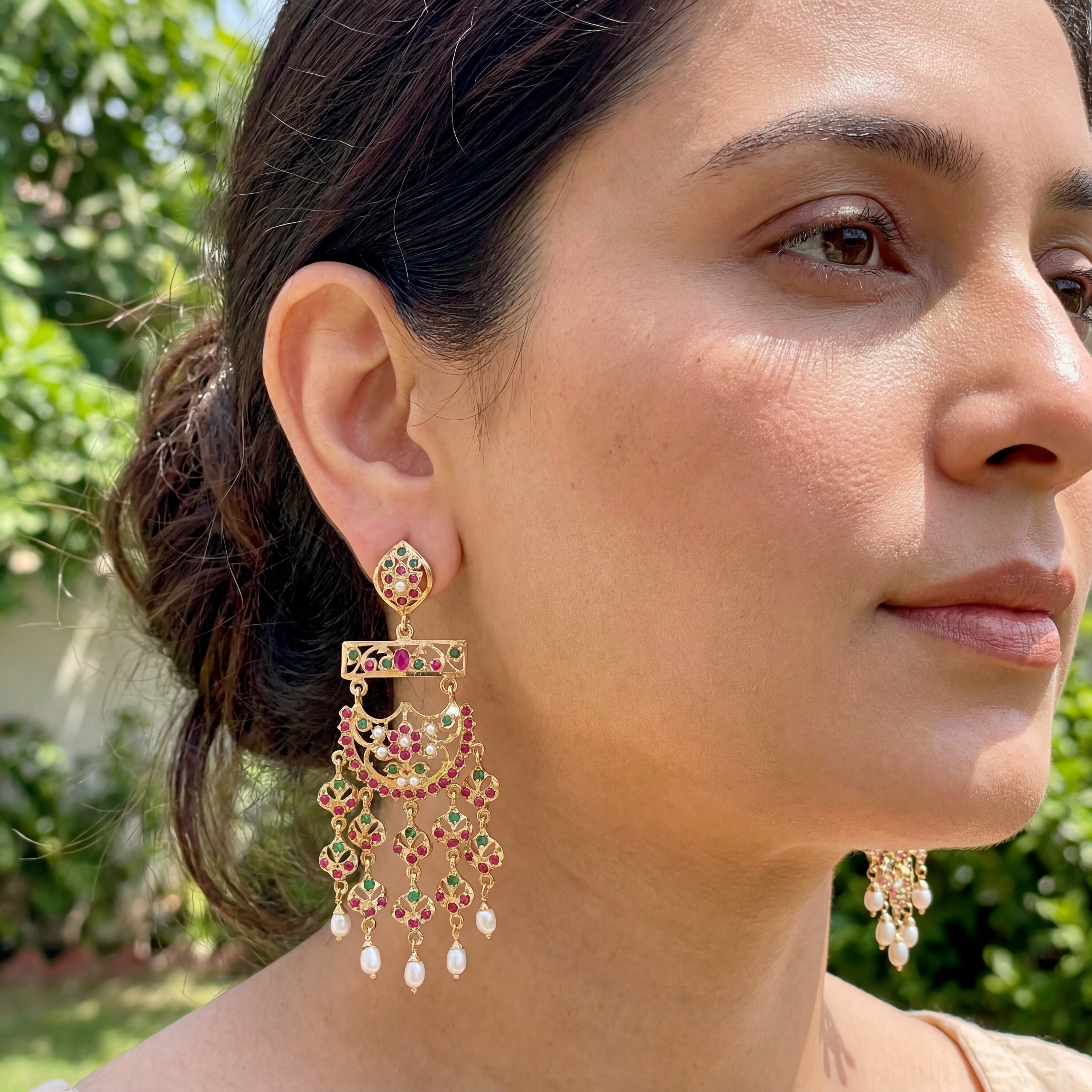 Ethnic Indian Earrings | Stone Studded on Gold Plated on Silver ER 570