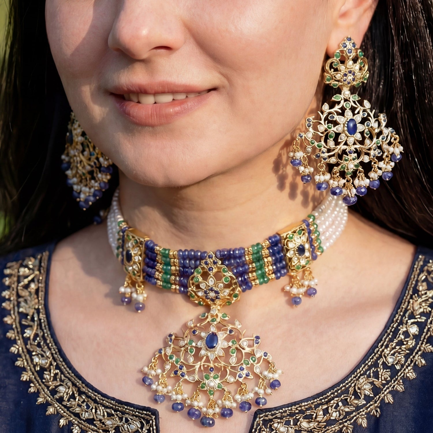 Buy Choker Necklace Set | Chokers for Women Online | Indo Western Design NS 114