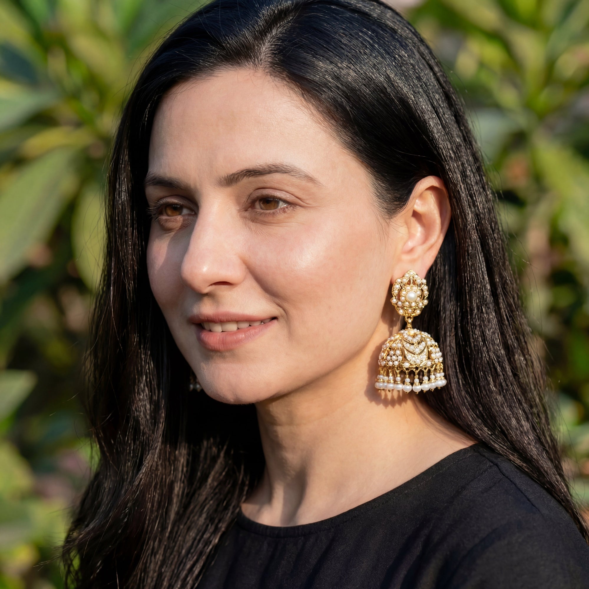 Hyderabadi Pearl Jhumki in Silver | Studded with Real Freshwater Pearls | 925 Silver ER 161