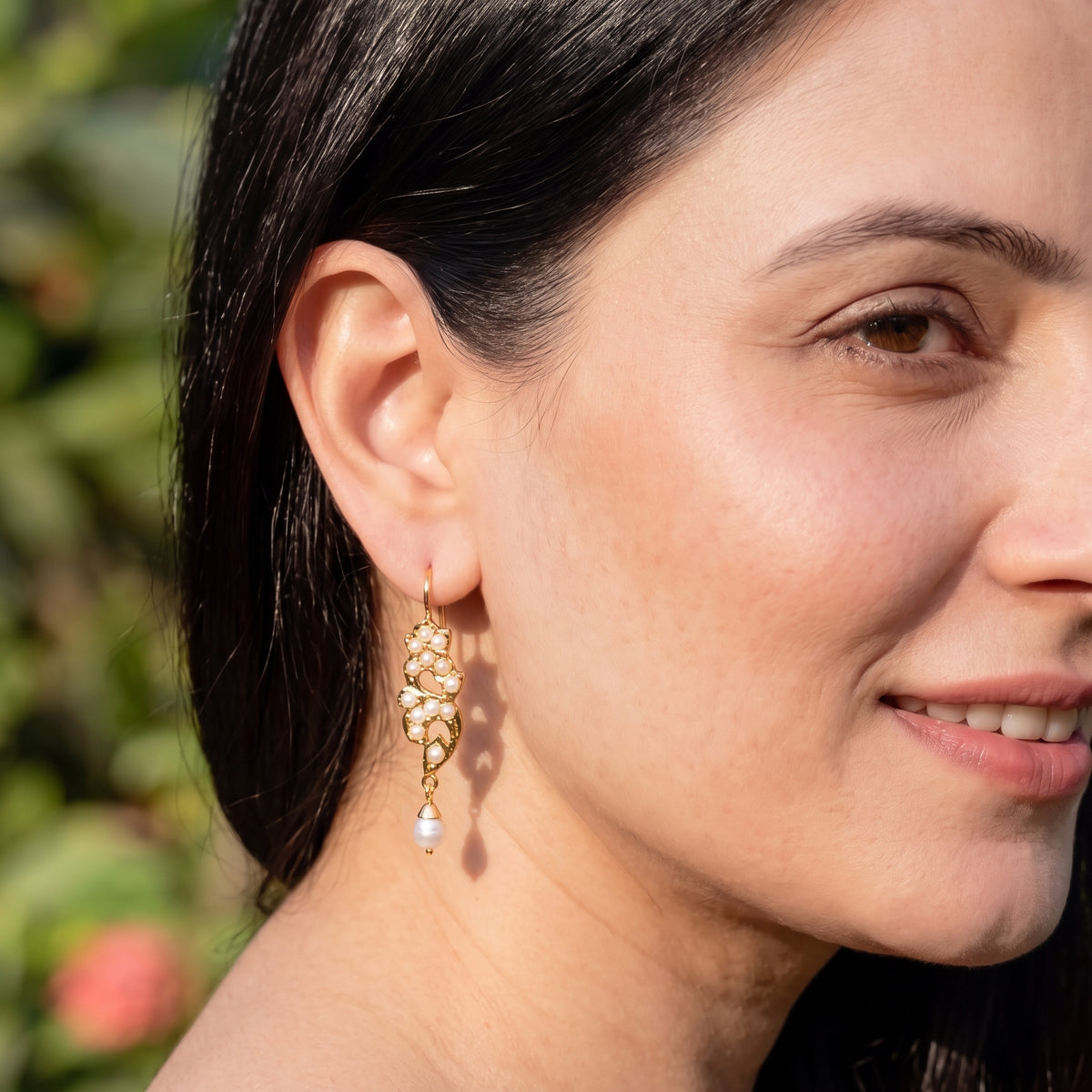 Elegant Jadau Fish Hook Earrings in All Pearls | Gold Plated on 925 Silver ER 815