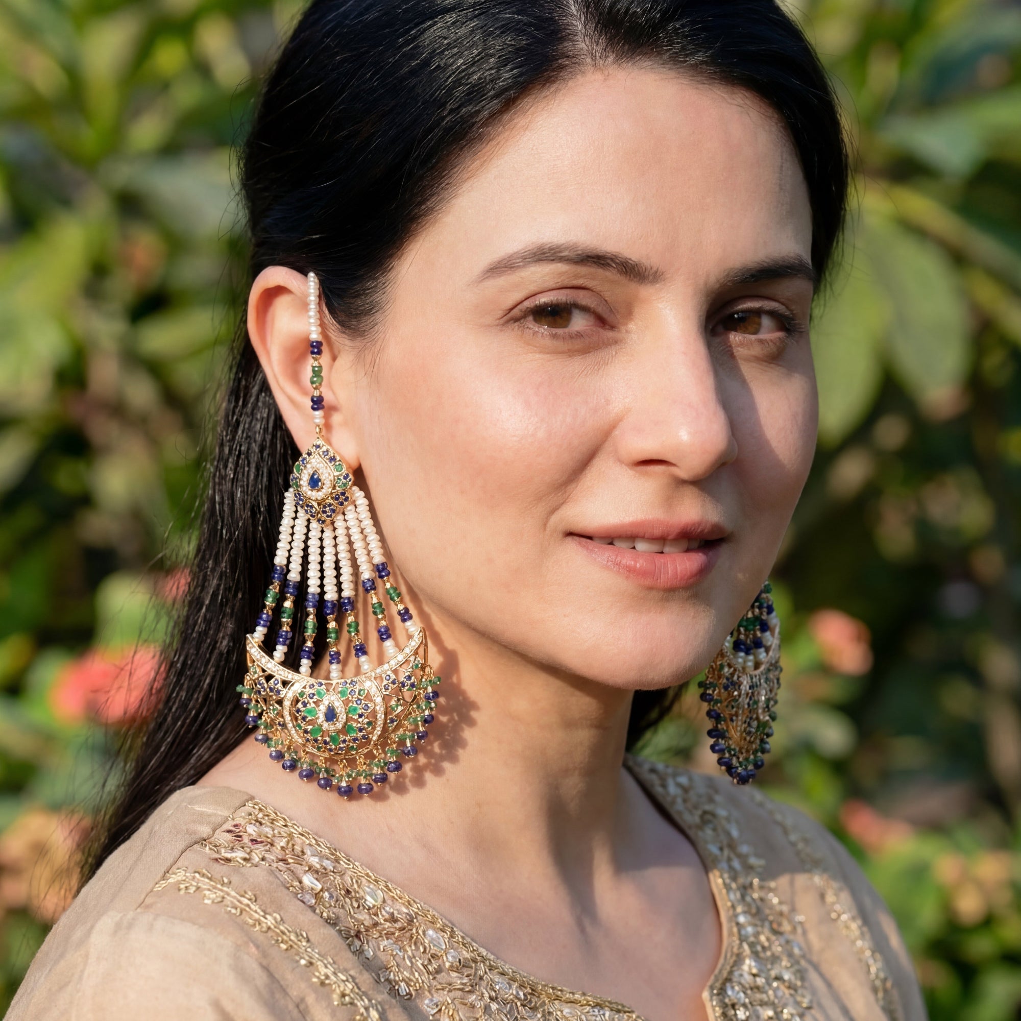 Royal Jhoomer Styled Jadau Earrings | Gold Plated on Silver with Premium Stones ER 641