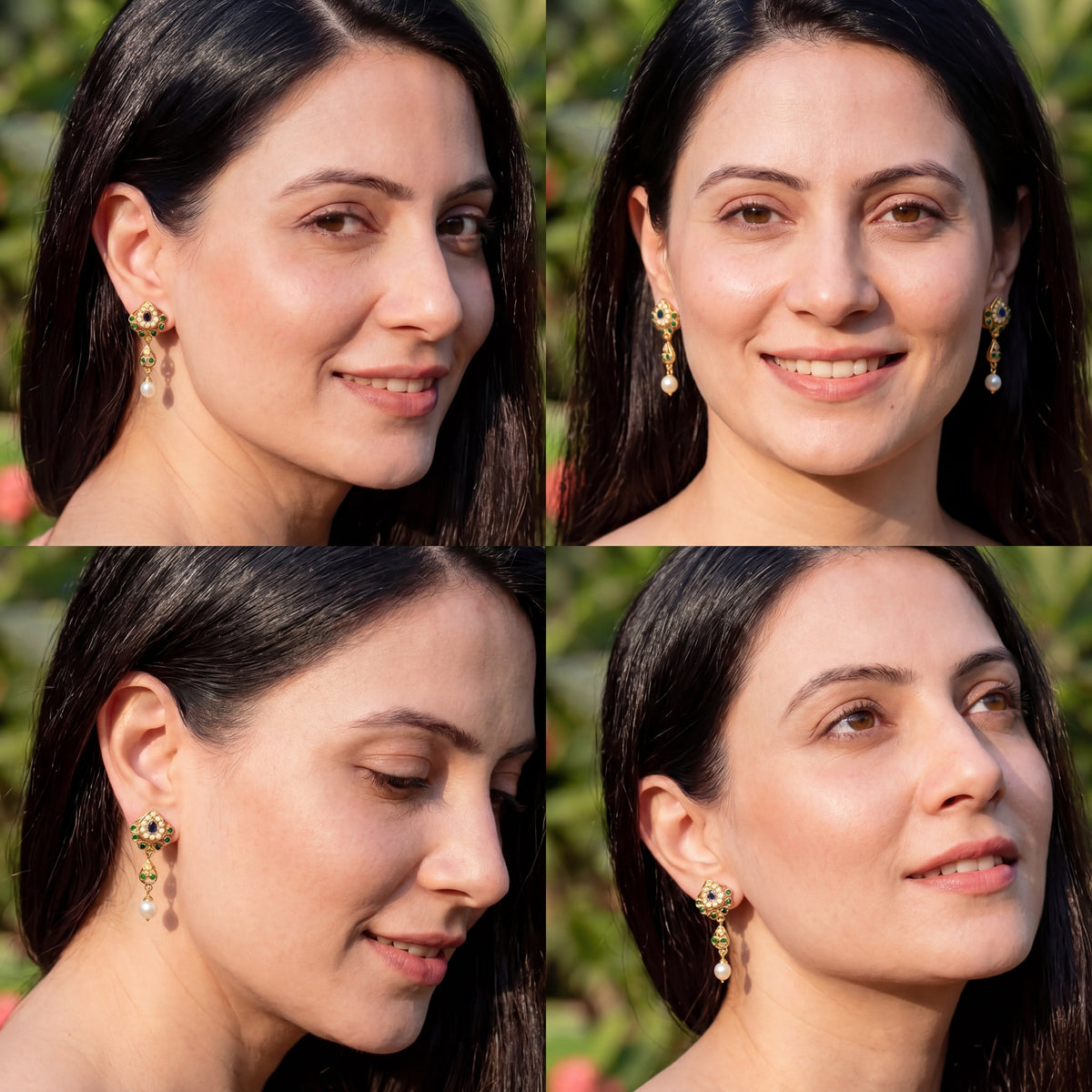 Dainty Jadau Stud Earrings | Gold Plated on 925 Silver ER 691