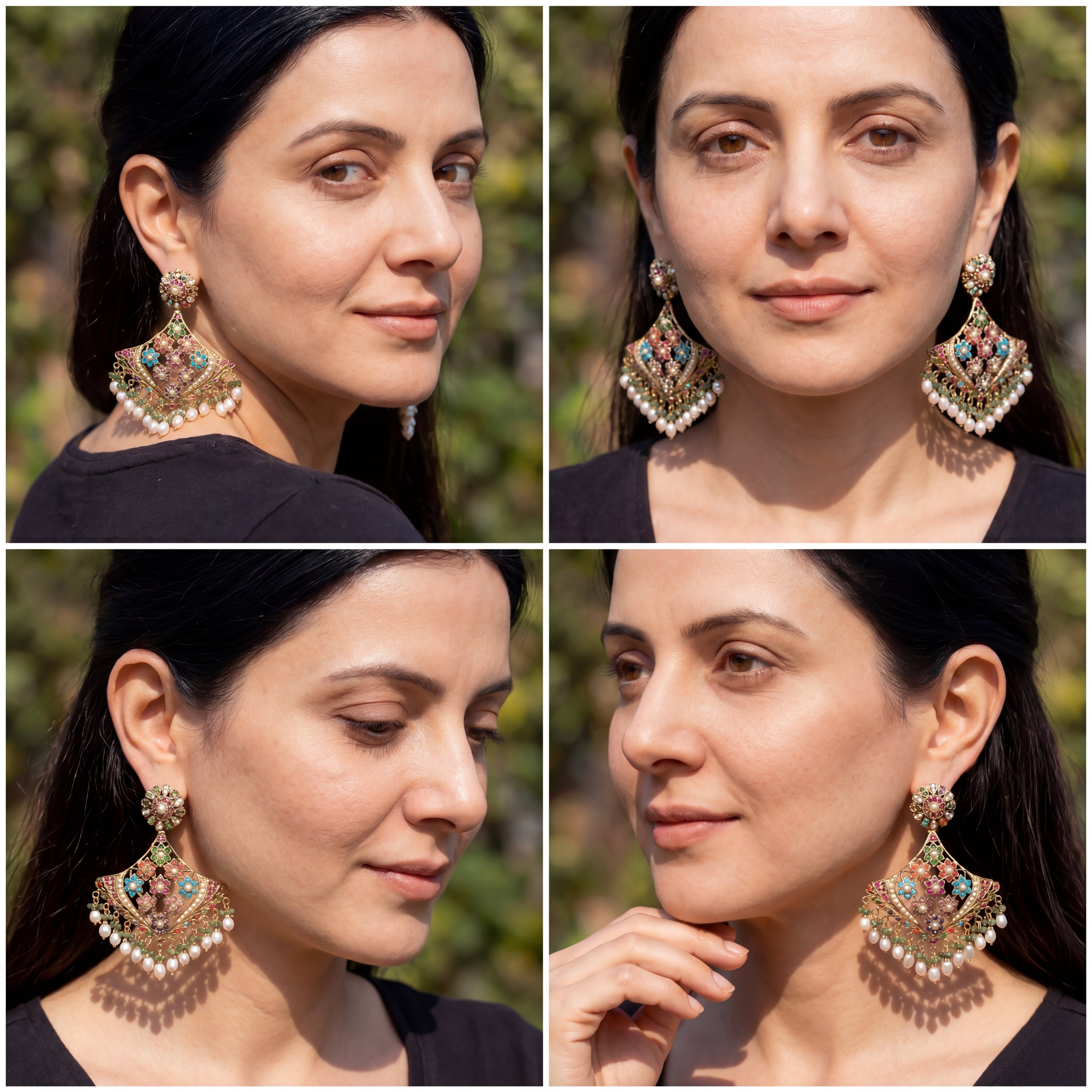 Gold Plated Jewelry Online Shopping | Statement Navratna Earrings | For Women ER 422