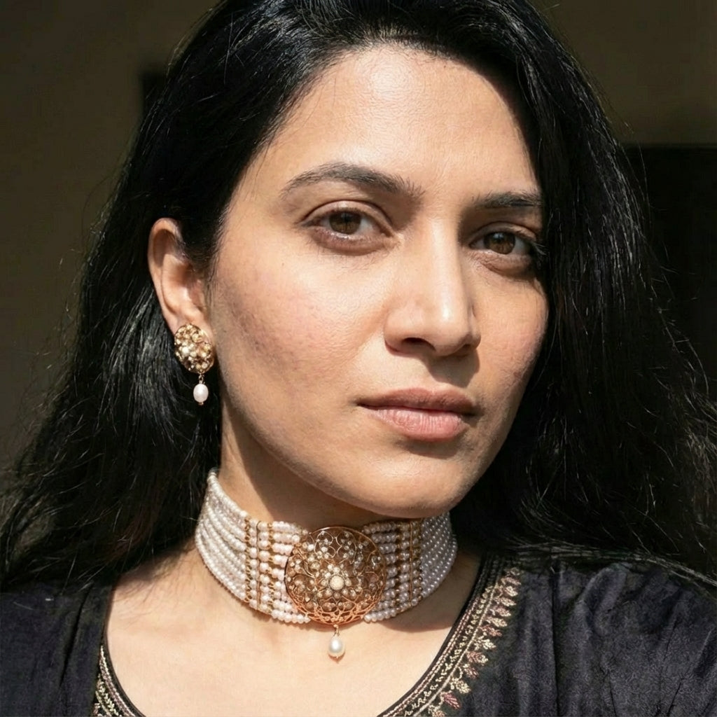 Pearl Choker Set for Women | Affordable Indian Handmade Jewelry NS 427