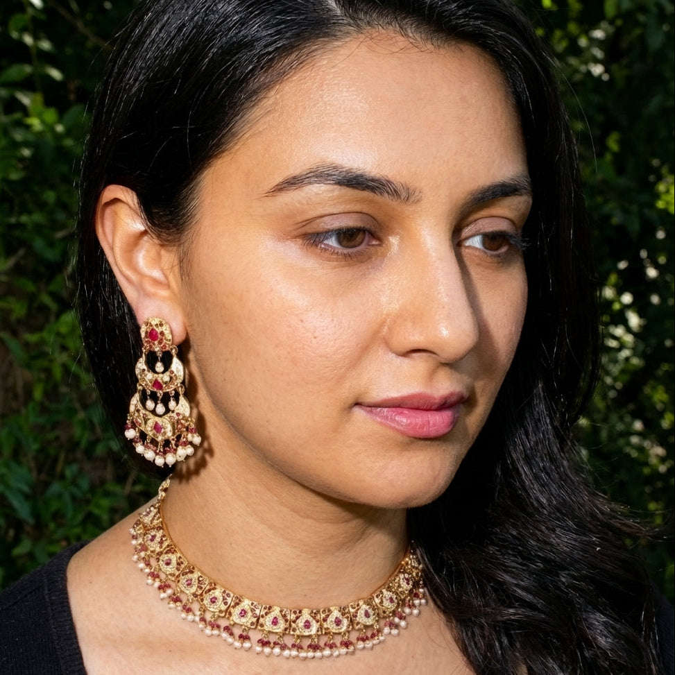 पारंपरिक जड़ाऊ हार सेट | हेरिटेज जड़ाऊ ज्वेलरी | रूबी मोती हार सेट | NS 297