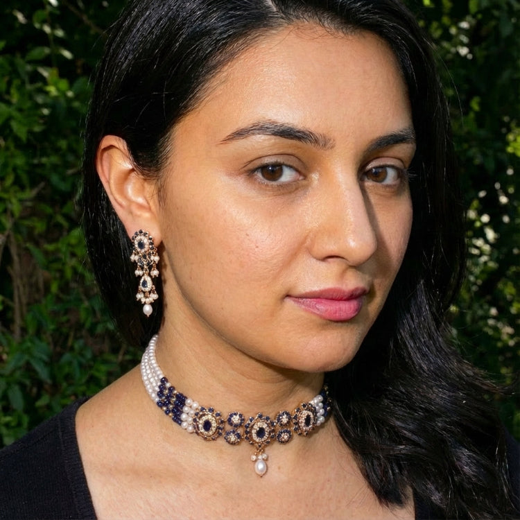 Premium Gold Plated Jadau Choker Set | Sterling Silver Base  NS 436