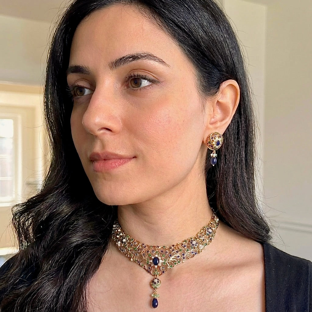 Exquisite Indian Necklace Set | Antique Design Jadau Jewelry NS 366