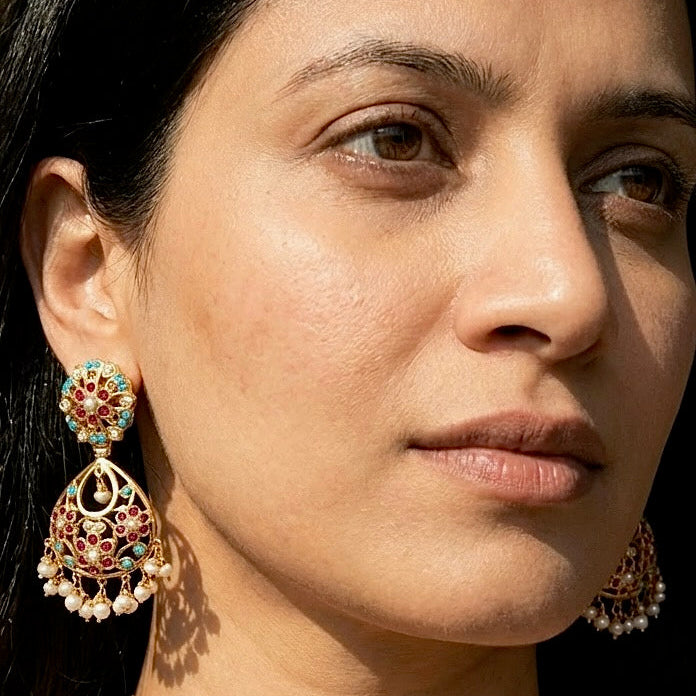 Broad Jadau Necklace Set | Bridal Jewellery | Gold Plated Jadau Set NS 280