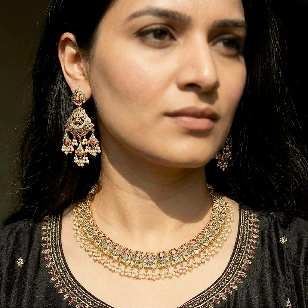 Ruby Pheroza Jadau Set | Elegant and Classy Indian Jewelry NS 256