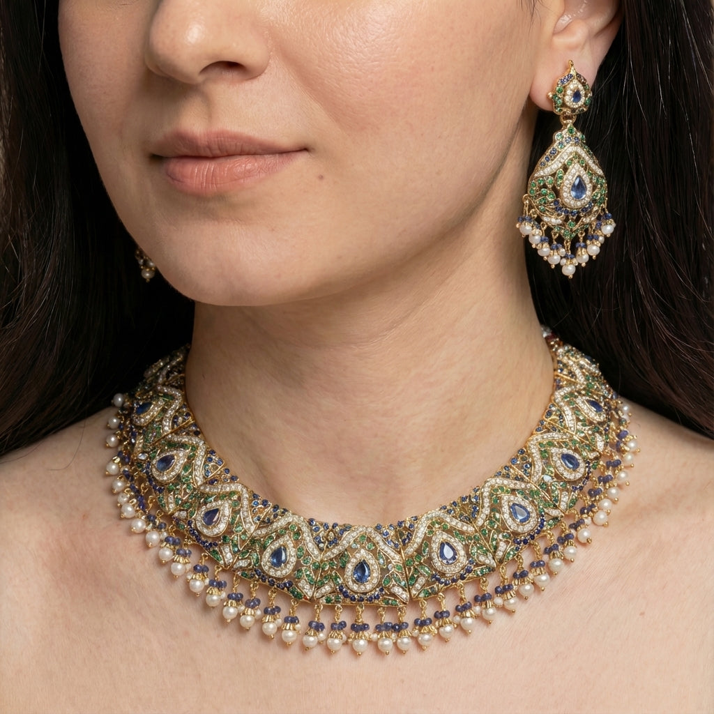 Gold Plated Punjabi Jadau Set | Real Gold Looks Plated Jewelry | NS 104