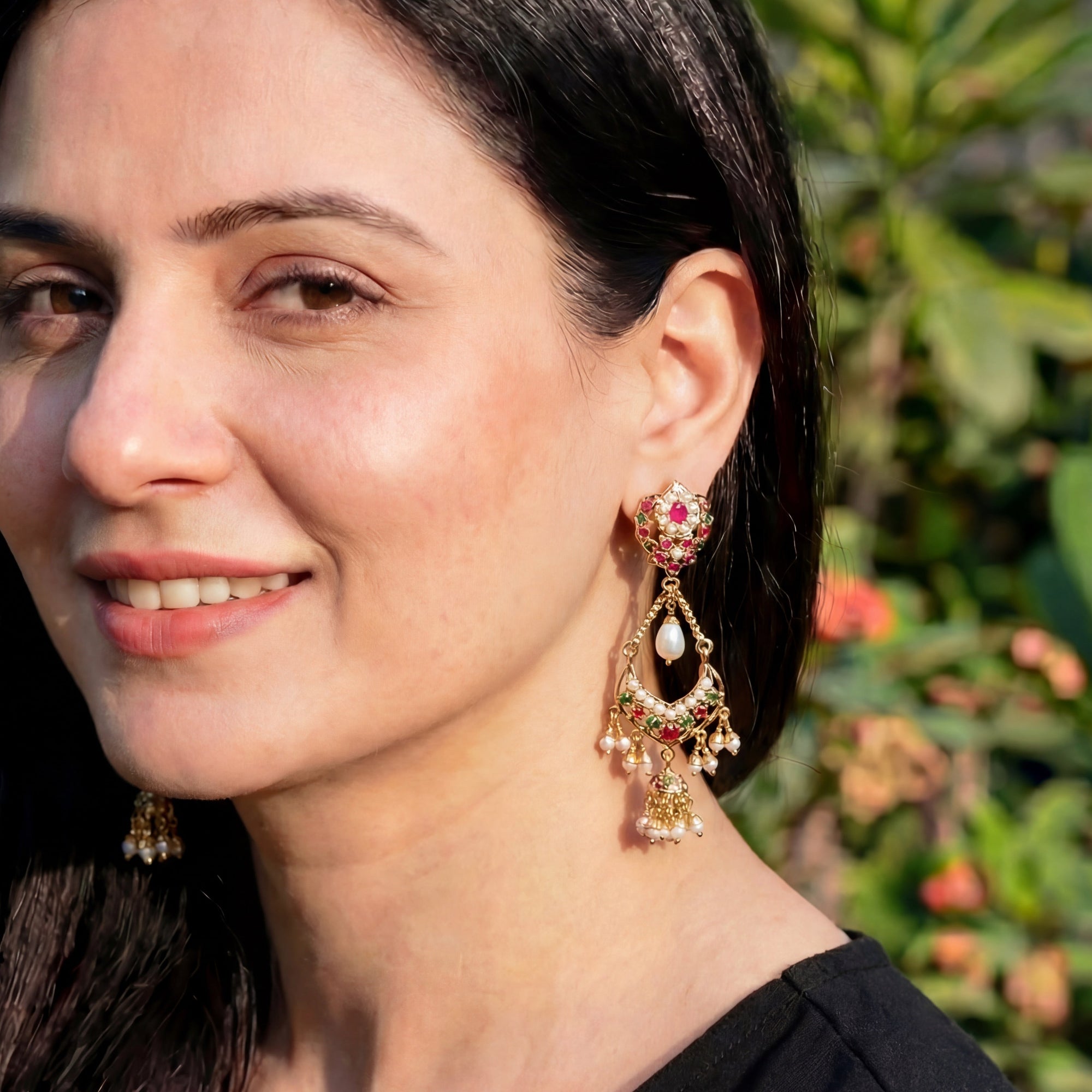 Cute Jadau Earrings for Girls | Gold Plated on Silver Base ER 627