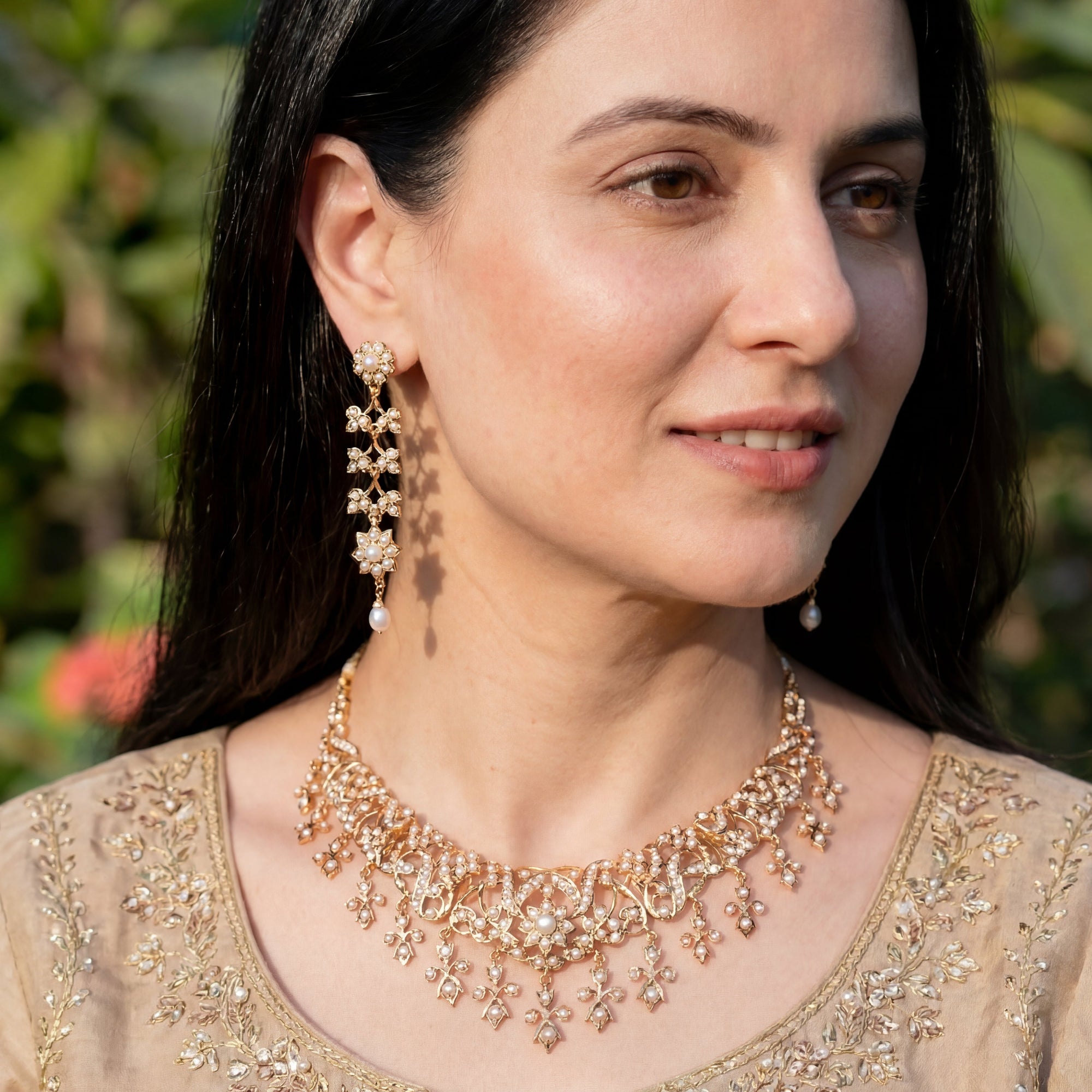 Exclusive Pearl Necklace Set | Gold Plated on Silver Base NS 426