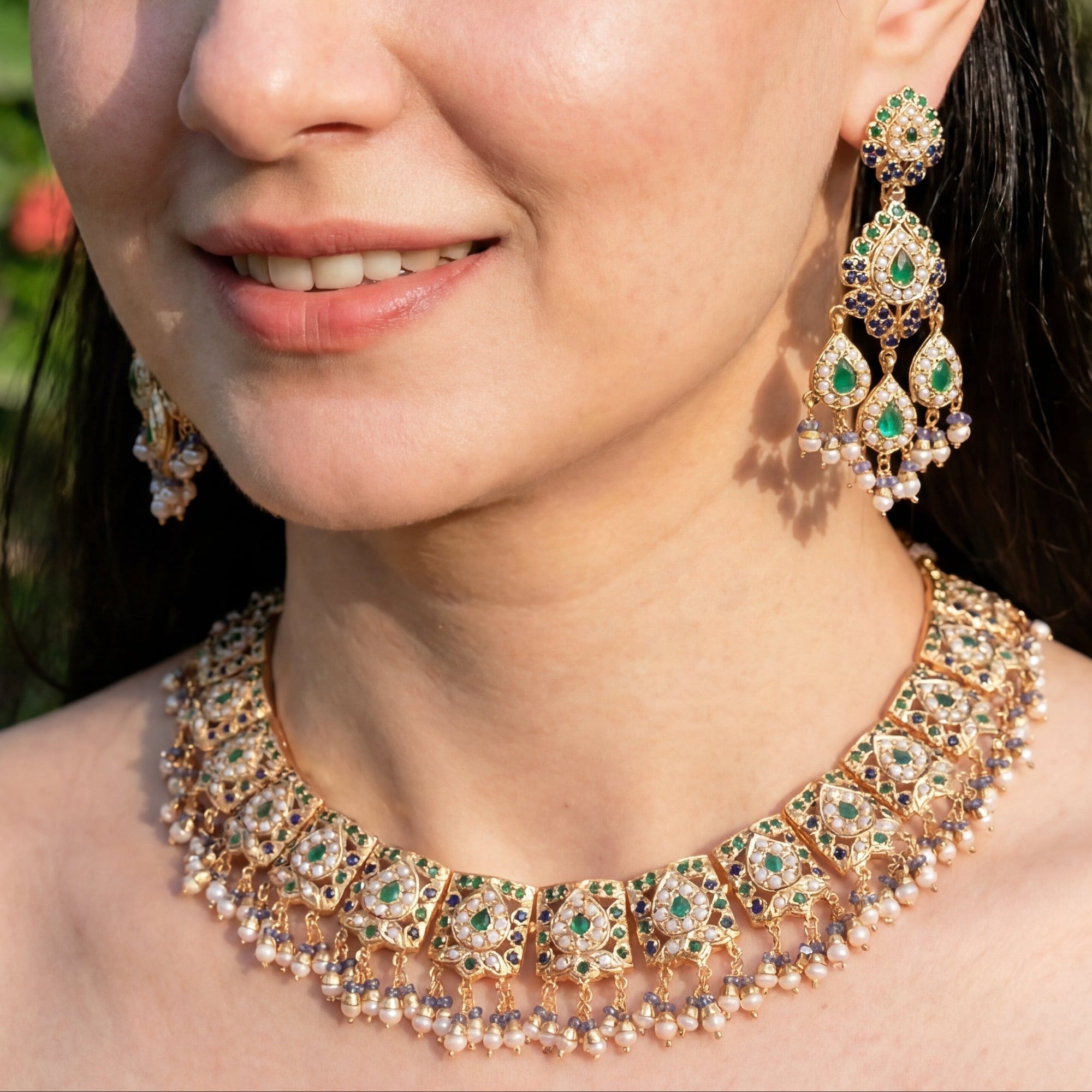 Classic Indian Jadau Necklace Set | Gold Plated on Silver NS 368