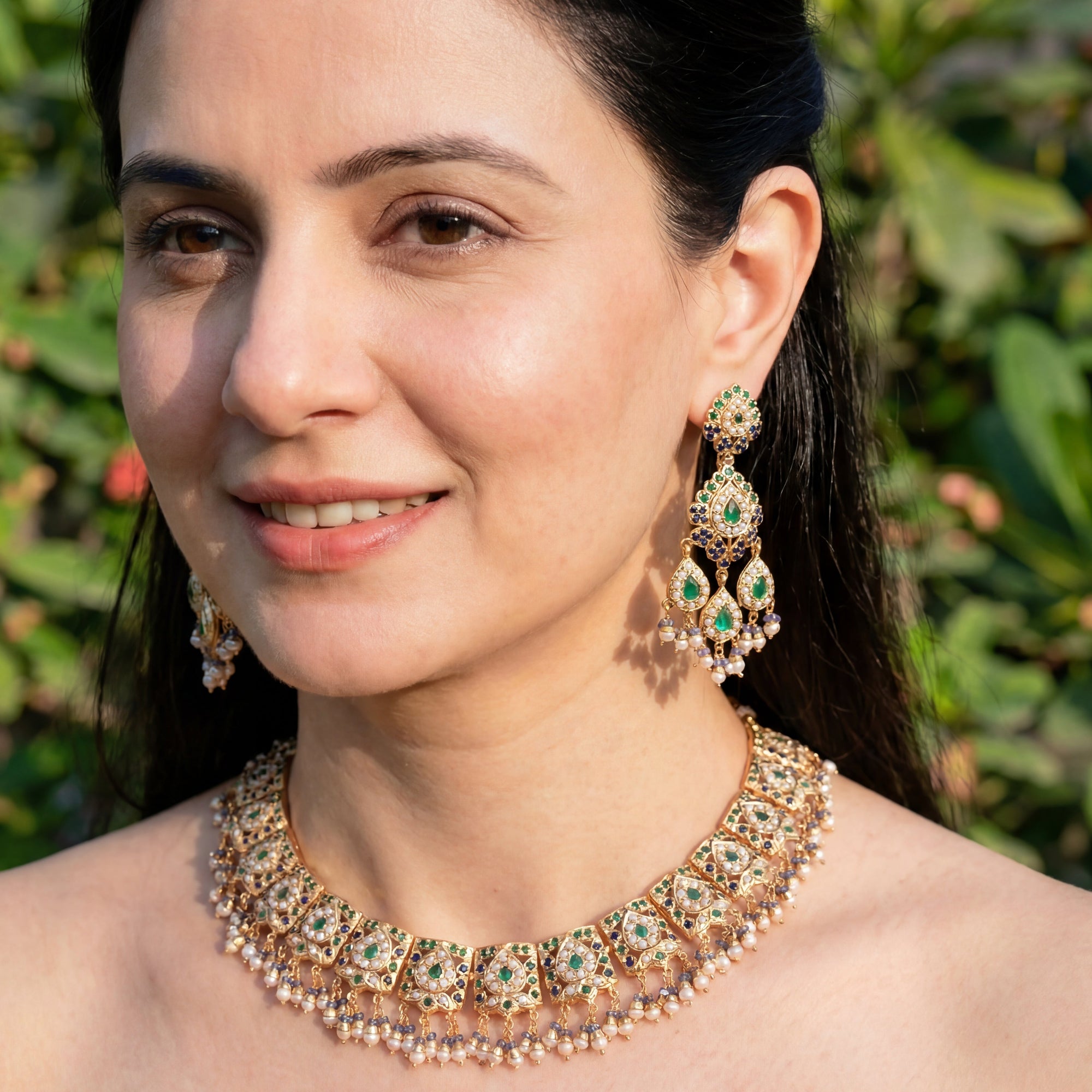 Classic Indian Jadau Necklace Set | Gold Plated on Silver NS 368