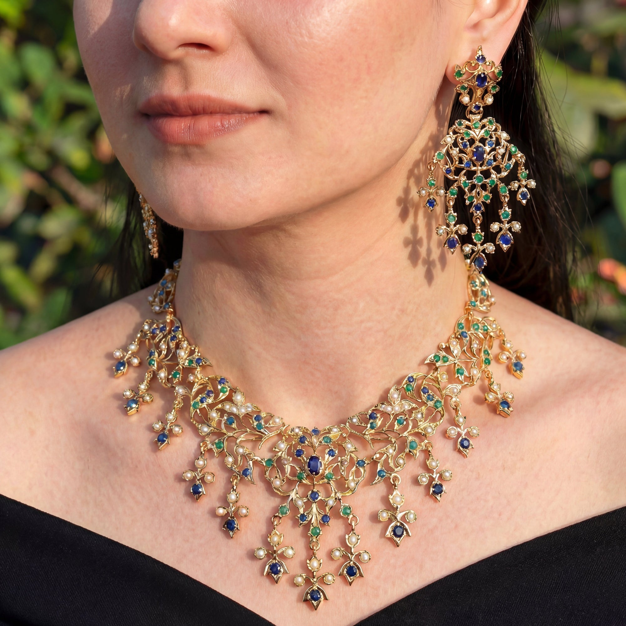 Antique Styled Necklace Set | Old World Charm Jewelry | Gold Plated NS 194