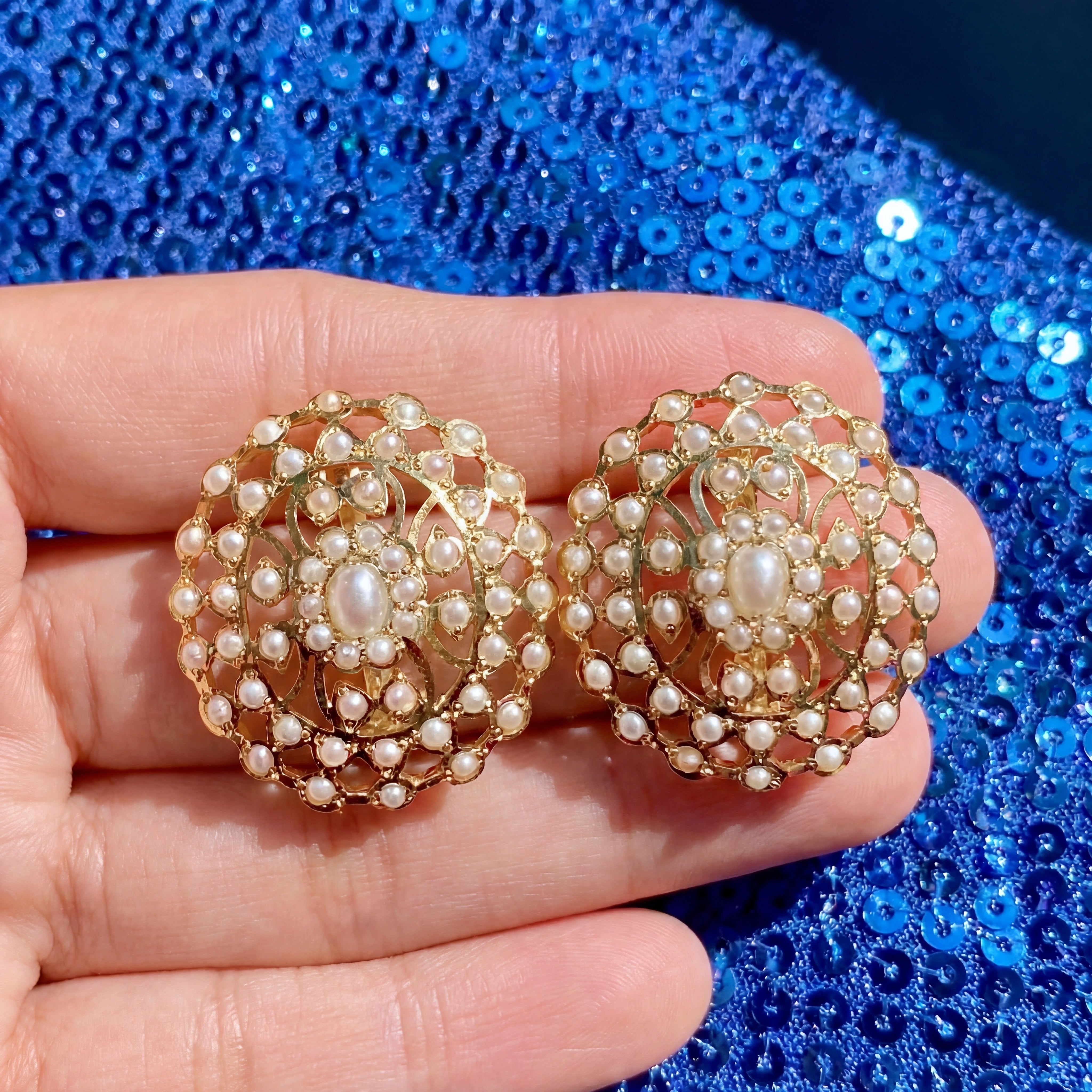 Fine Pearl Earrings | Oval Studs for Women | Freshwater Pearls & Silver ER 416