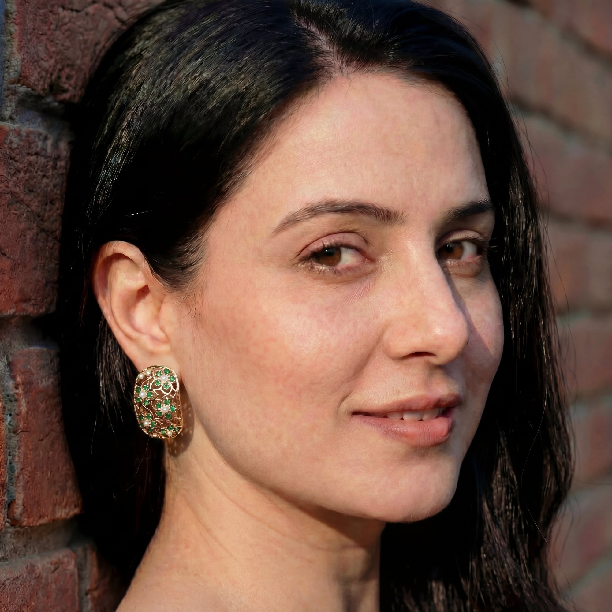 Emerald Green Stud Earrings | Indo Western Studs | Modern & Trendy Design To Gift Her | ER 431