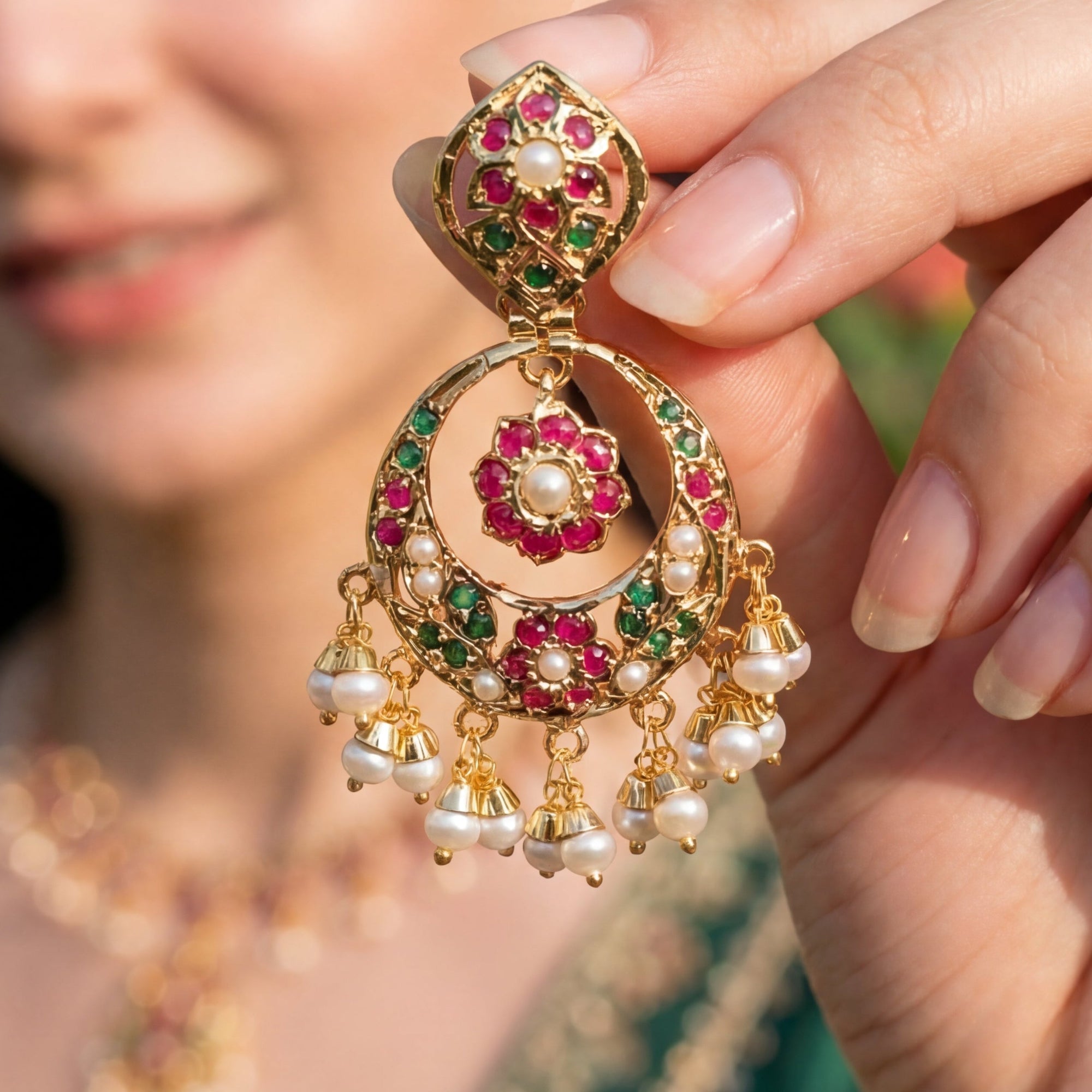 చాంద్‌బాలీ చెవిపోగులు NS 491తో సున్నితమైన లాకెట్టు నెక్లెస్