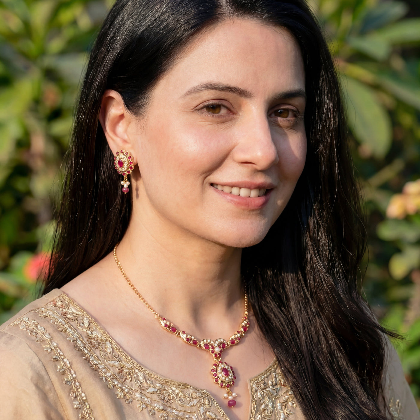 Dainty Jadau Chain Necklace Set | Gold Plated on 925 Silver NS 446